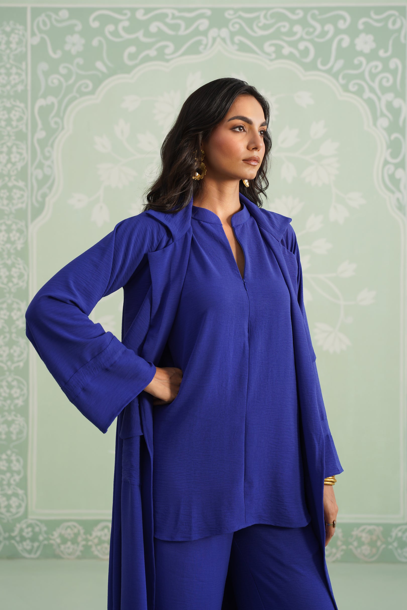 Blue Hype Hammer Crepe Matching Set