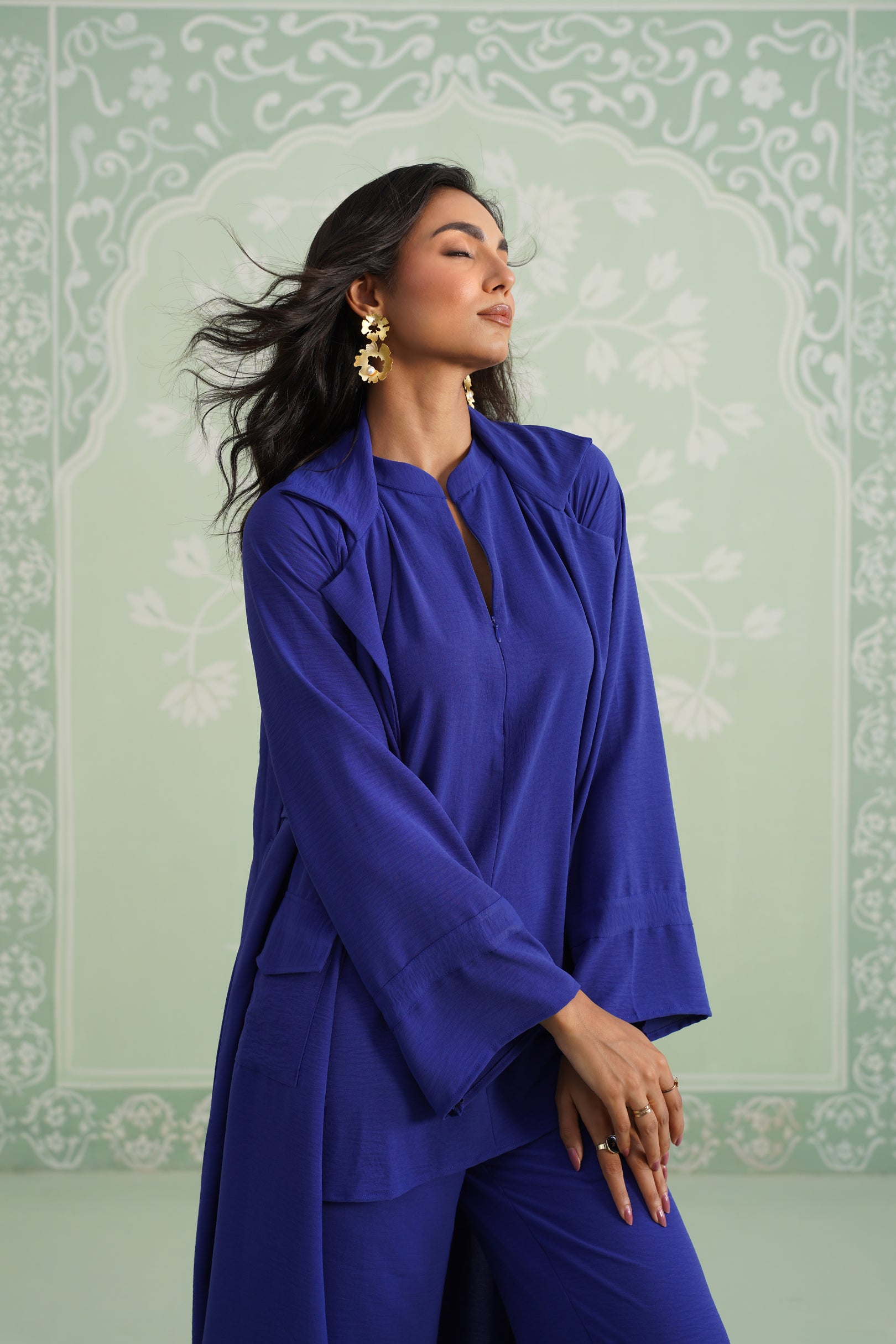 Blue Hype Hammer Crepe Matching Set