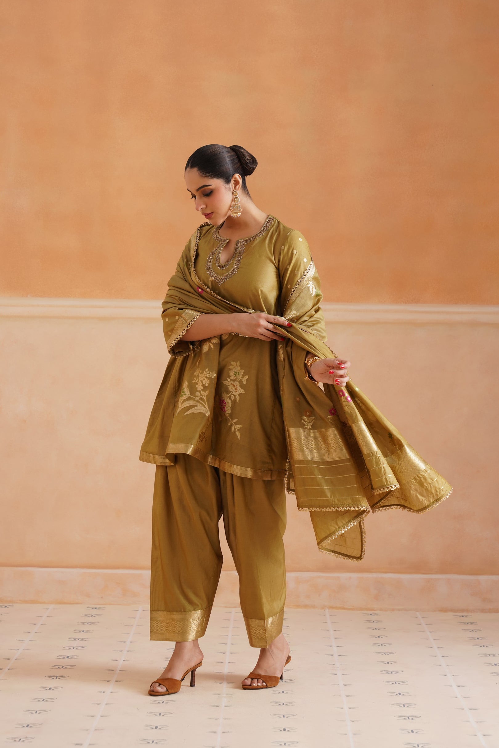 Koyel Chanderi Hand Embroidered Suit Set - Neetika Chopra