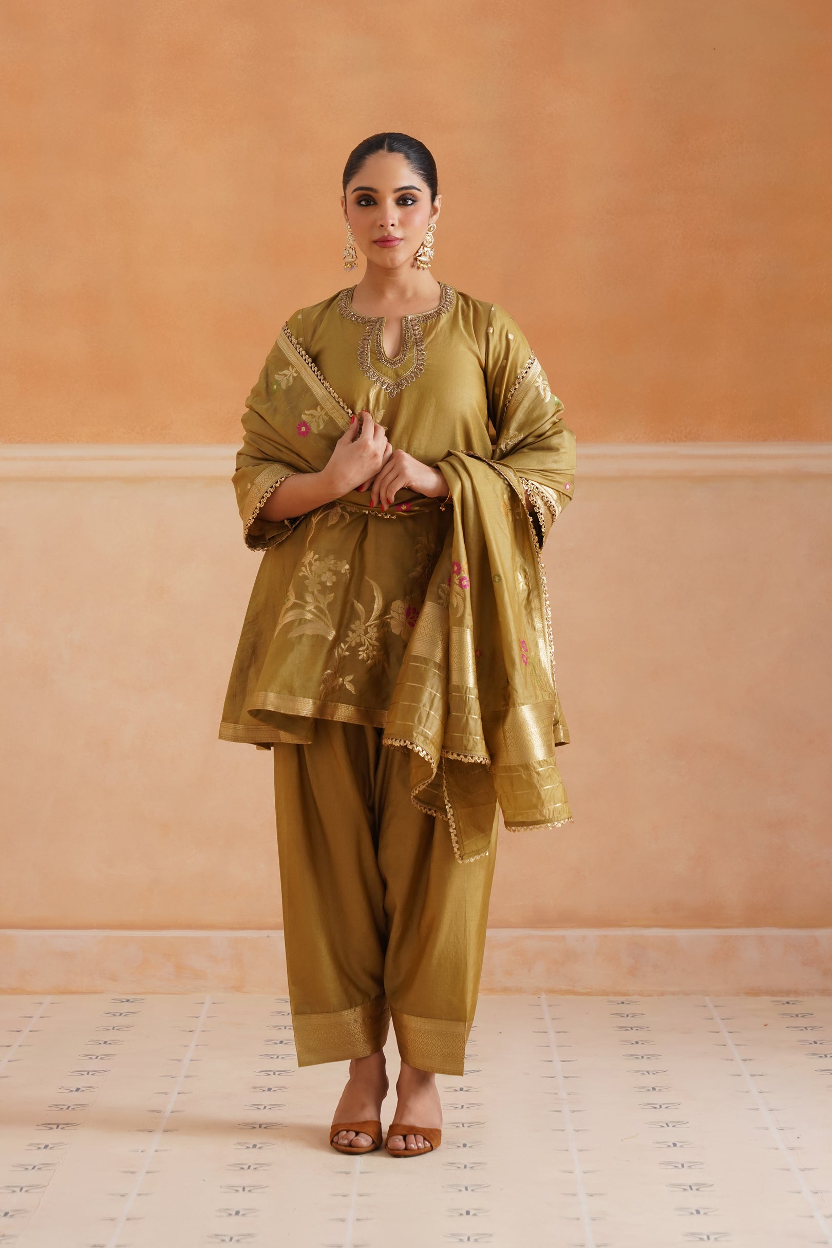 Koyel Chanderi Hand Embroidered Suit Set - Neetika Chopra