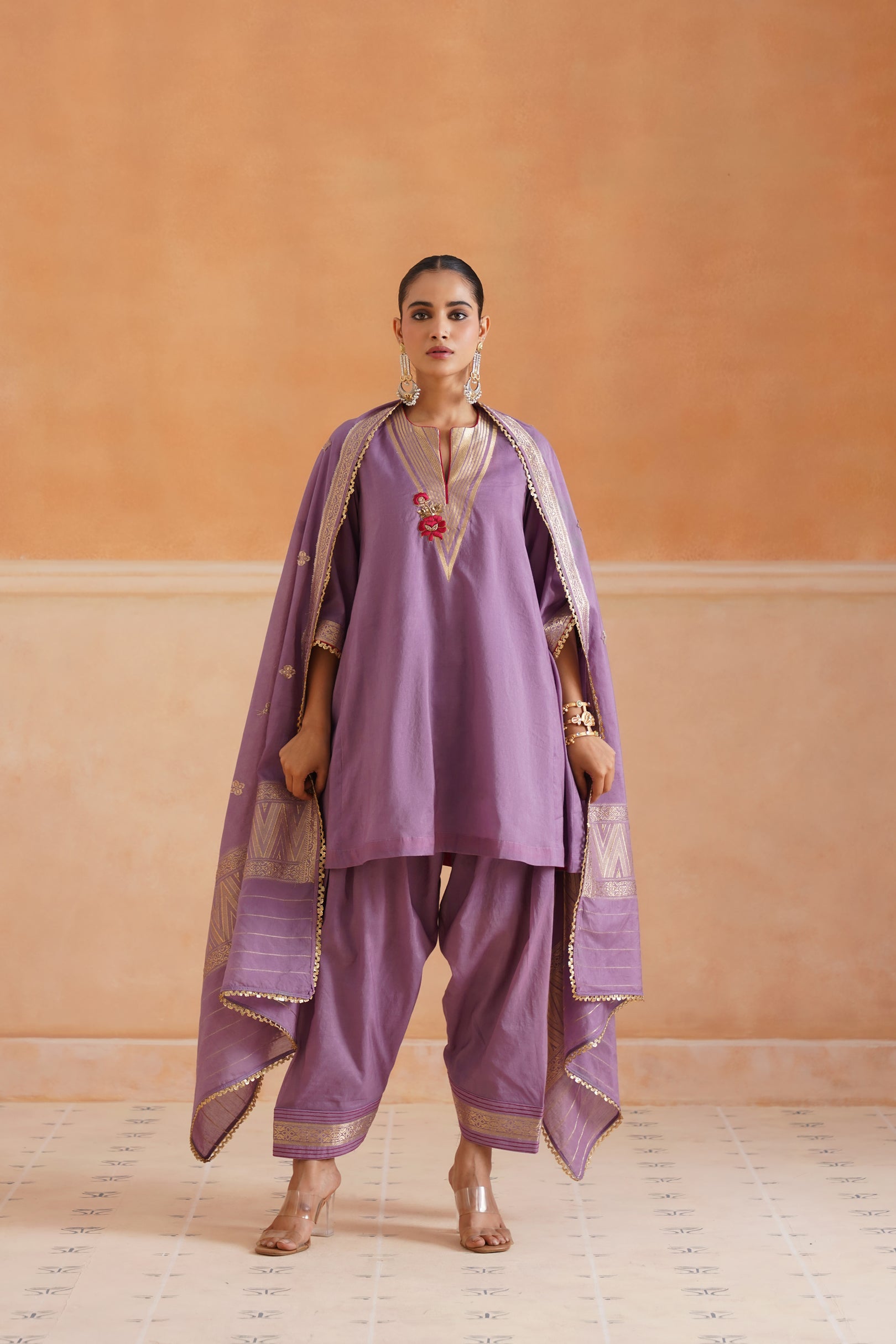 Thivya Chanderi Embroidered Suit Set - Neetika Chopra