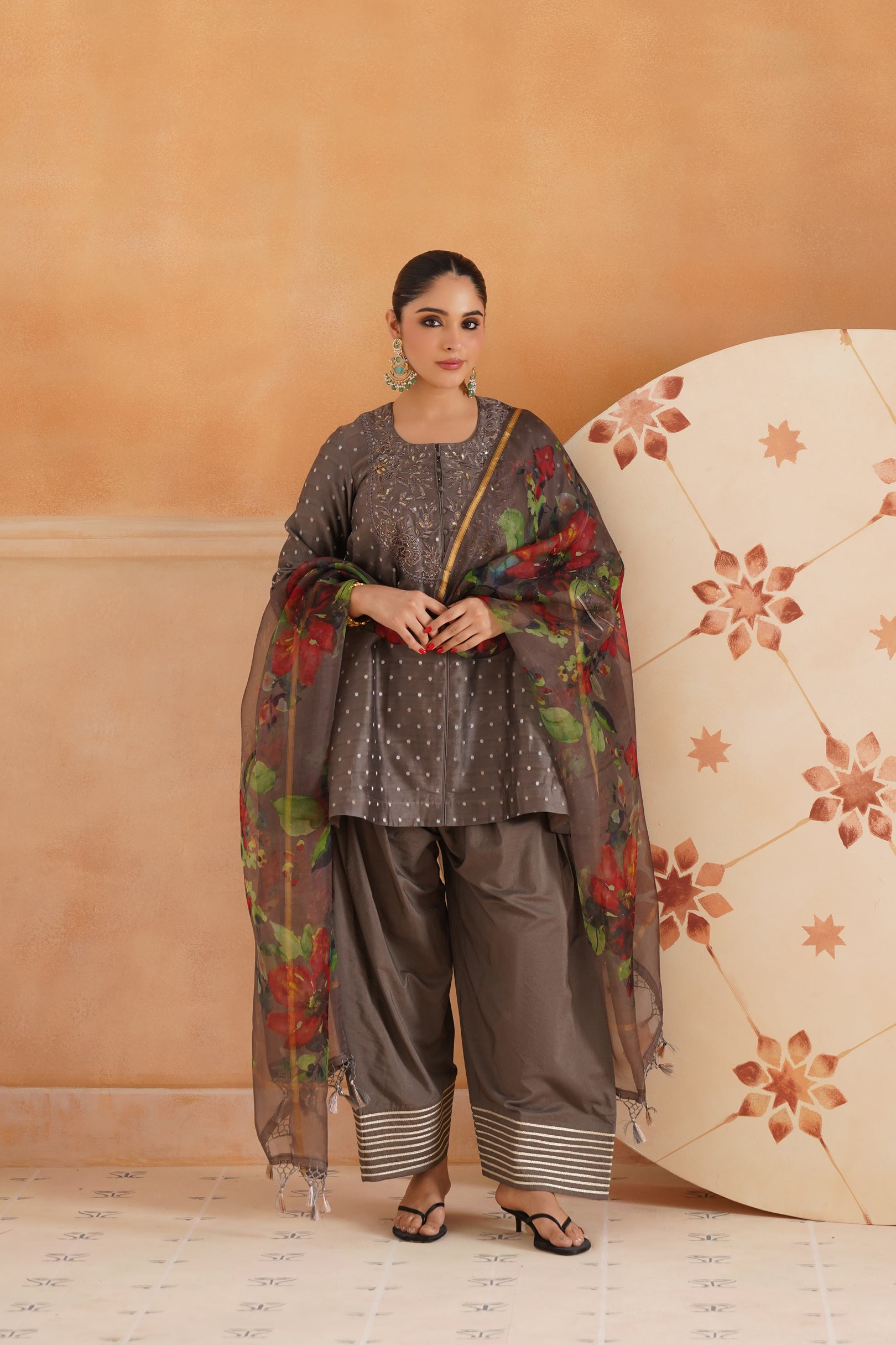 Thanishka Chanderi Embroidered Matching Set - Neetika Chopra