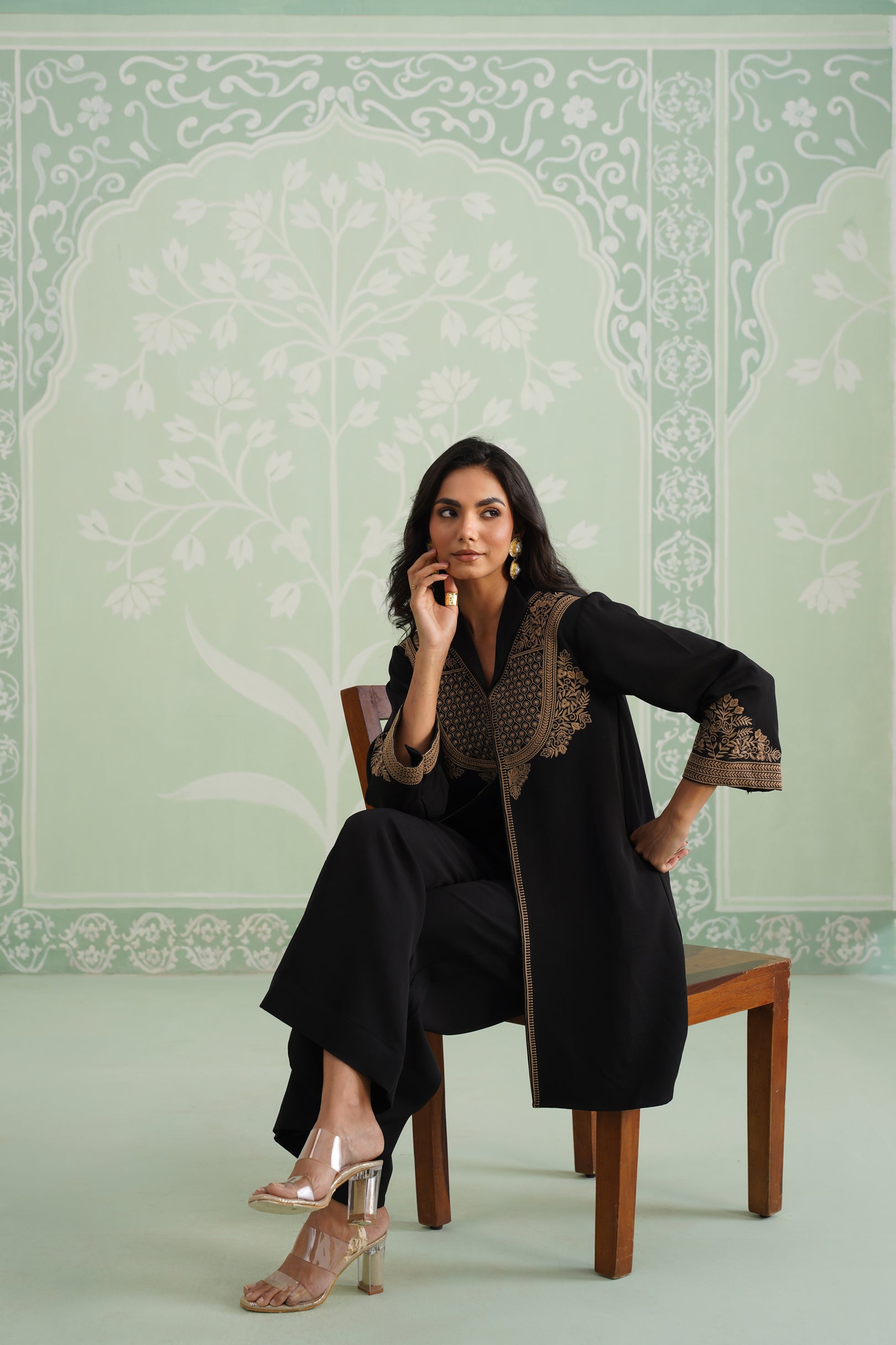 Black Chloe Embroidered Matching Set