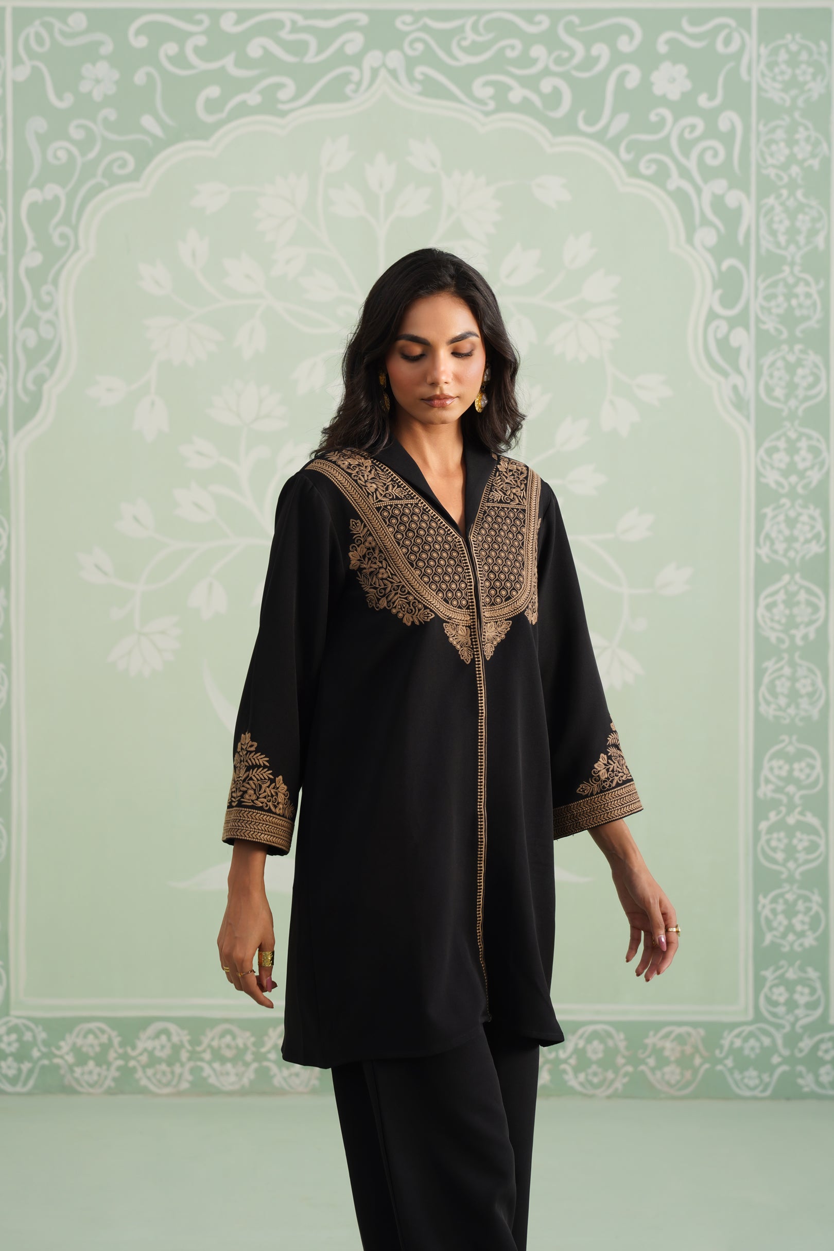 Black Chloe Embroidered Matching Set