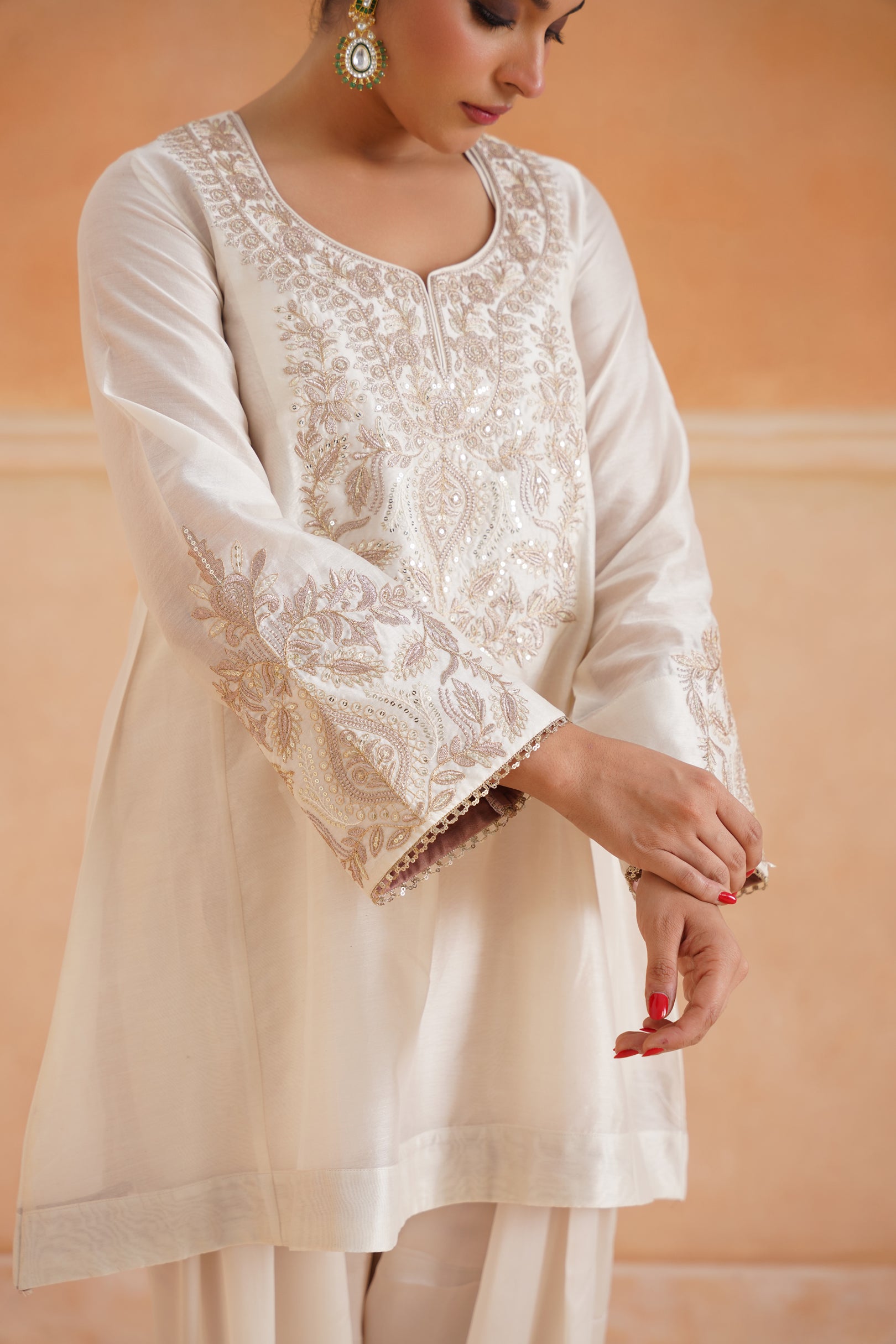 Bidisha Chanderi Satin Embroidered Matching Set - Neetika Chopra