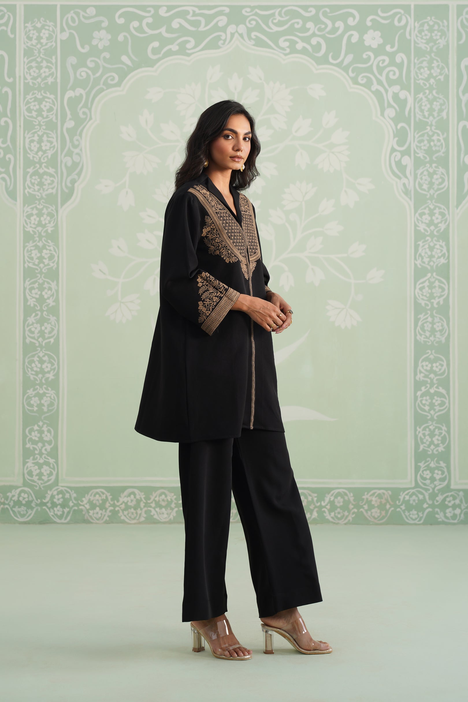 Black Chloe Embroidered Matching Set