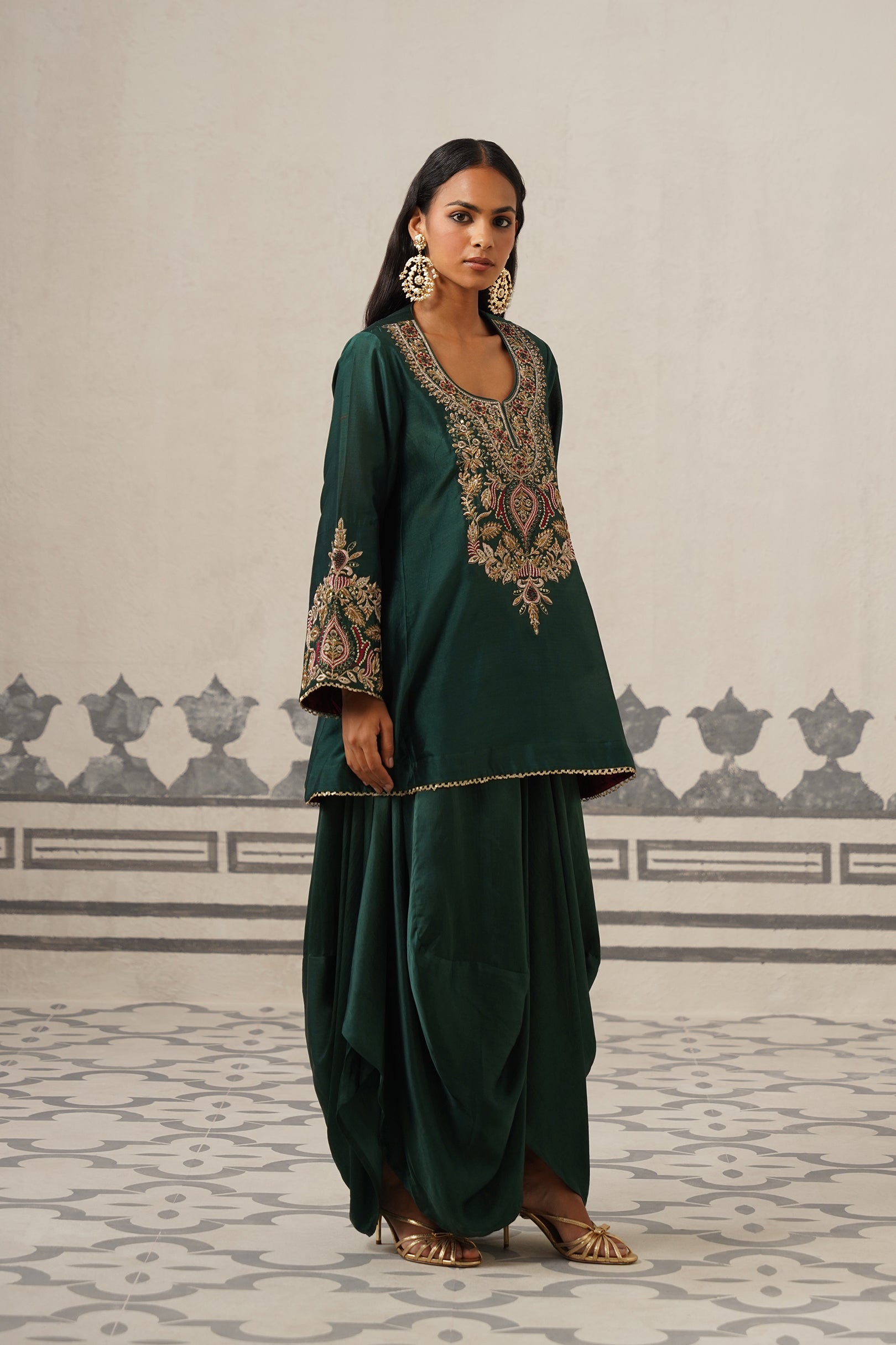 Esra Chanderi Satin Embroidered Matching Set