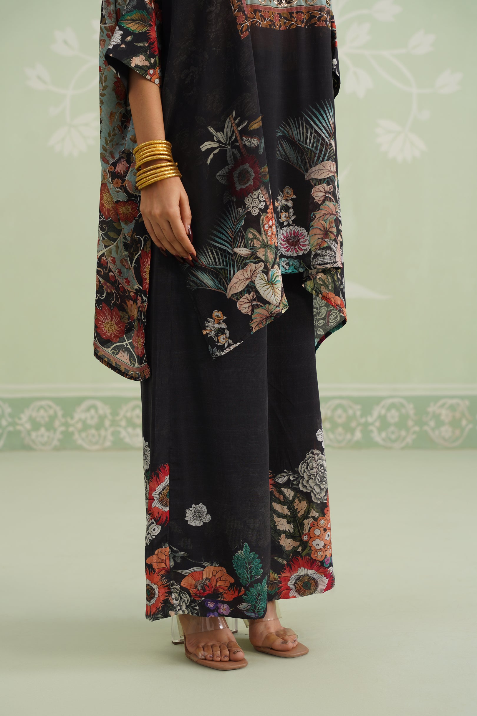 Turq Printed Embroidered Matching Set
