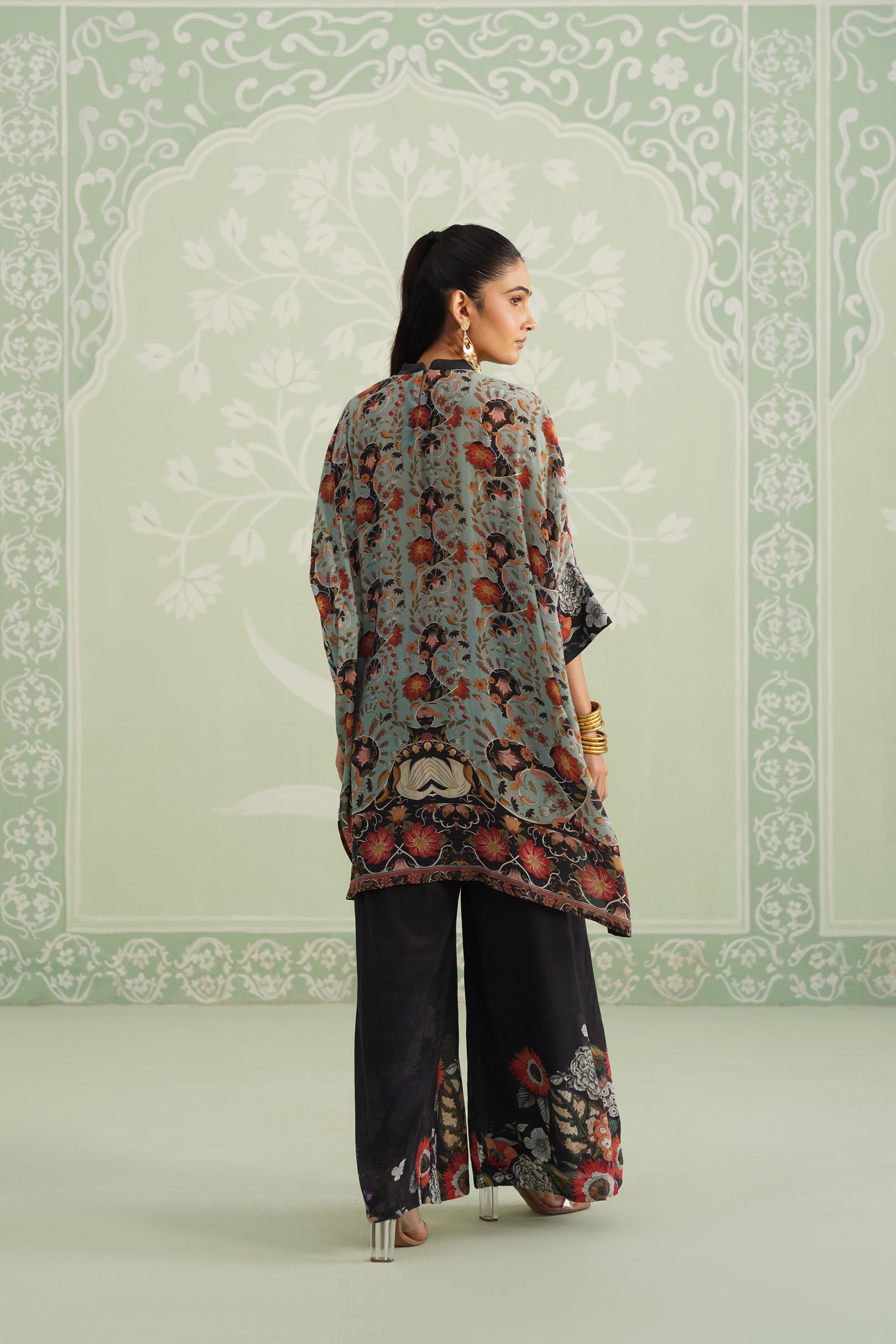 Turq Printed Embroidered Matching Set