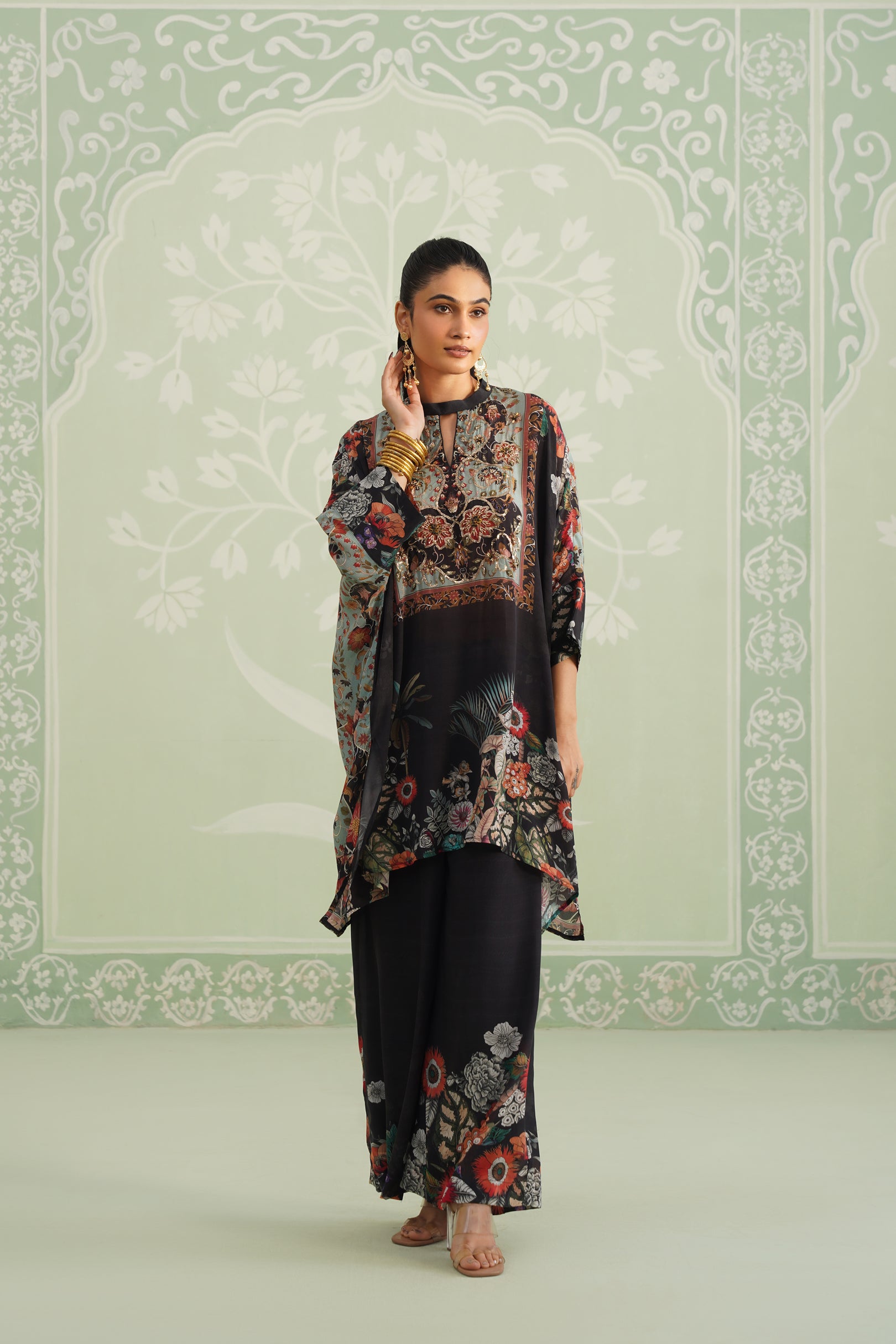 Turq Printed Embroidered Matching Set