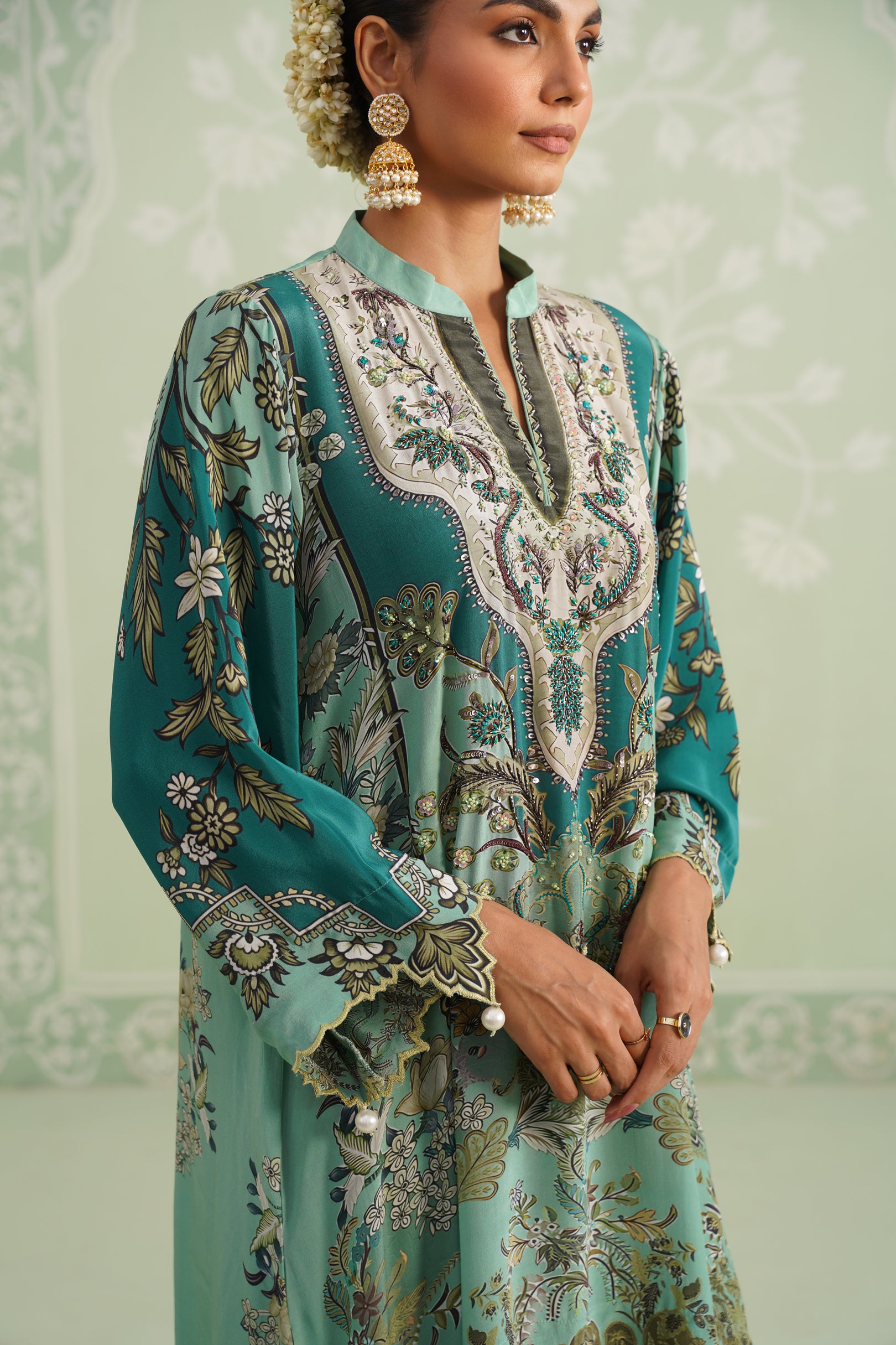 Gulbahaar Hand Embroidered Crepe Printed Matching Set