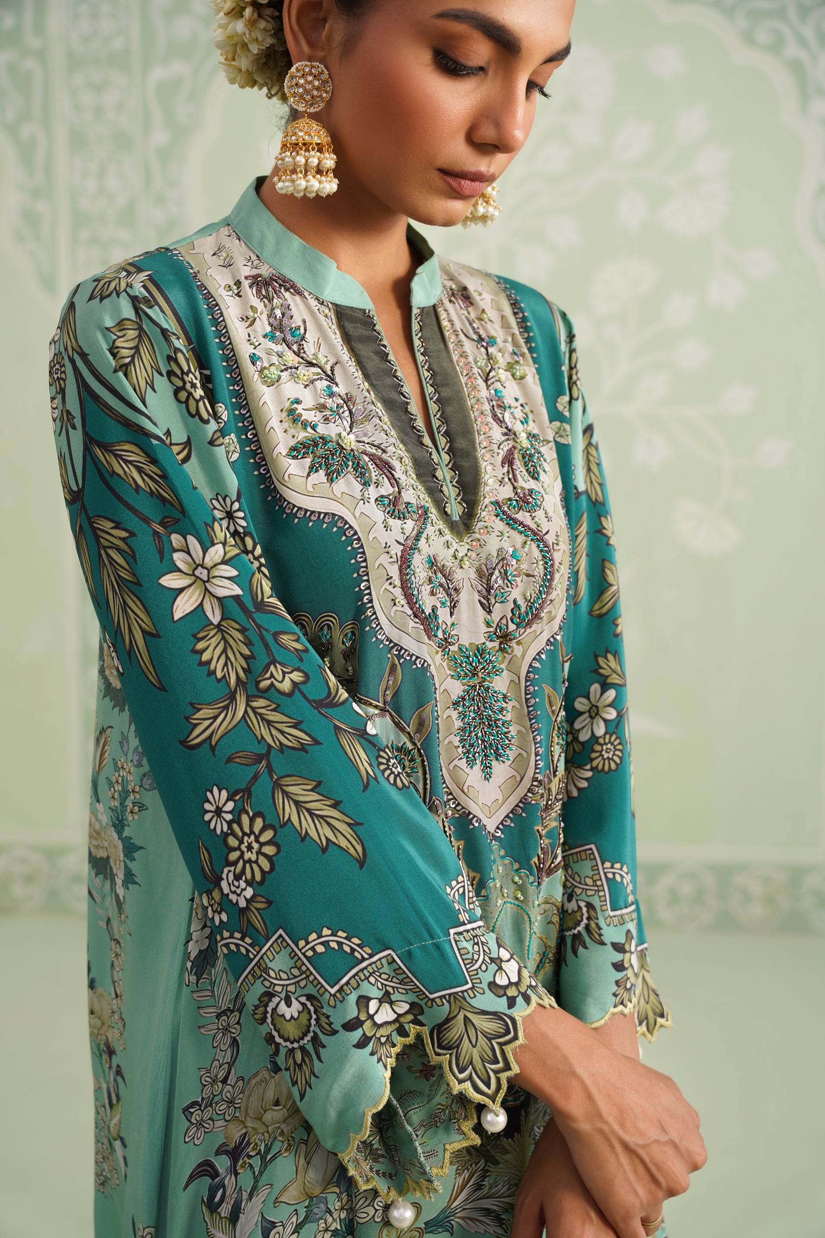 Gulbahaar Hand Embroidered Crepe Printed Matching Set