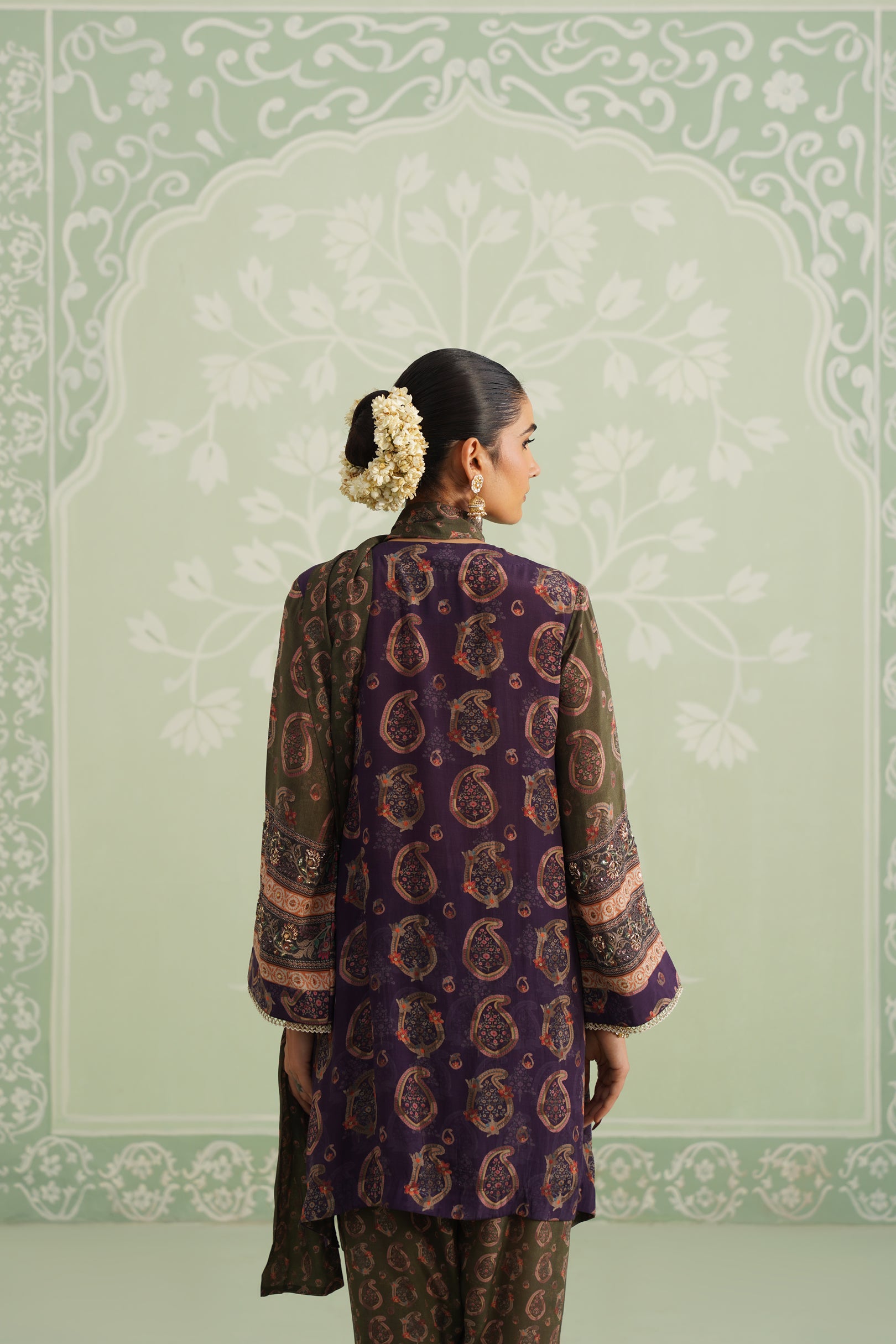 Mehza Hand Embroidered Crepe Matching Set