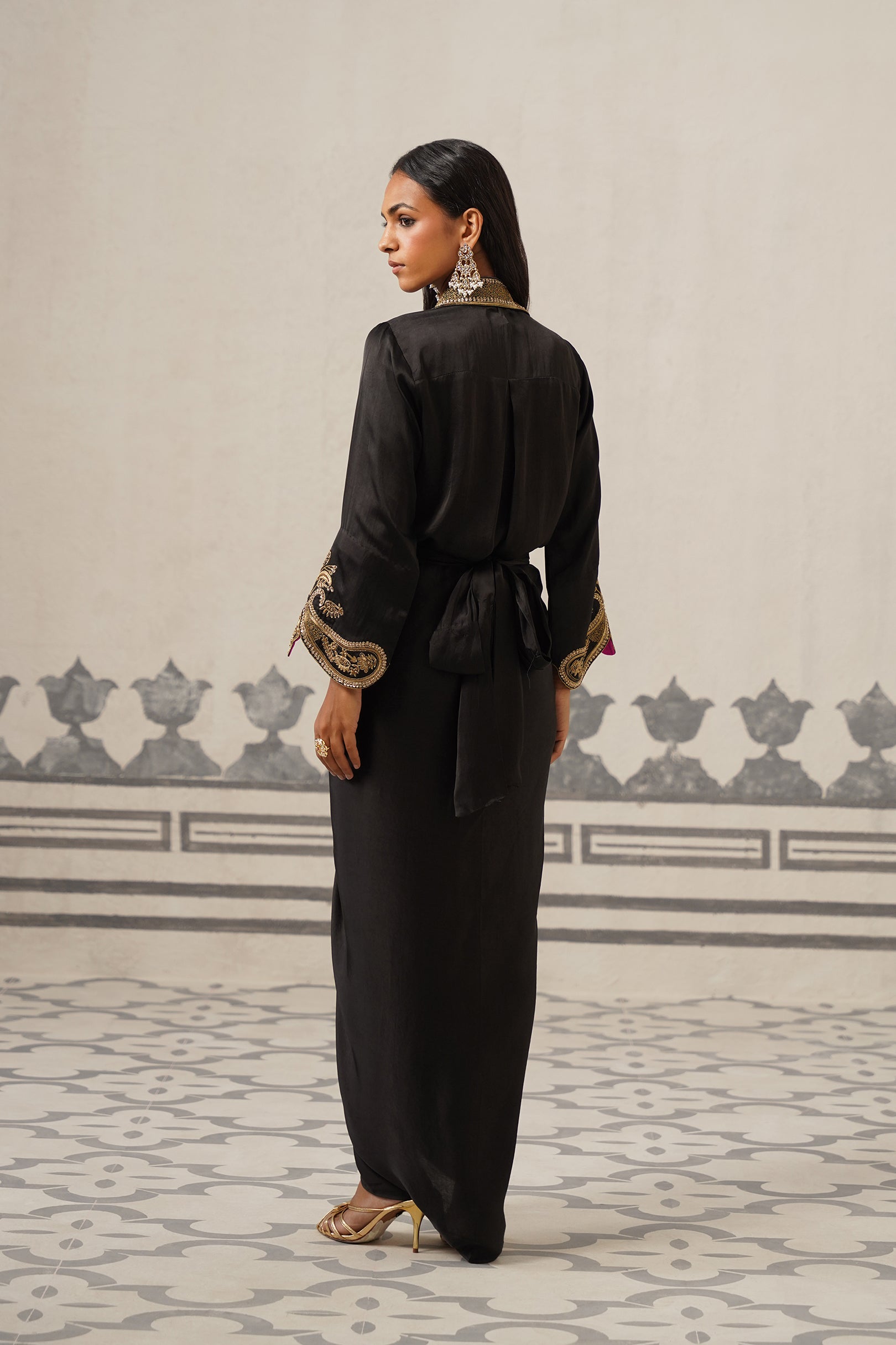 Elena Chanderi Satin Embroidered Set