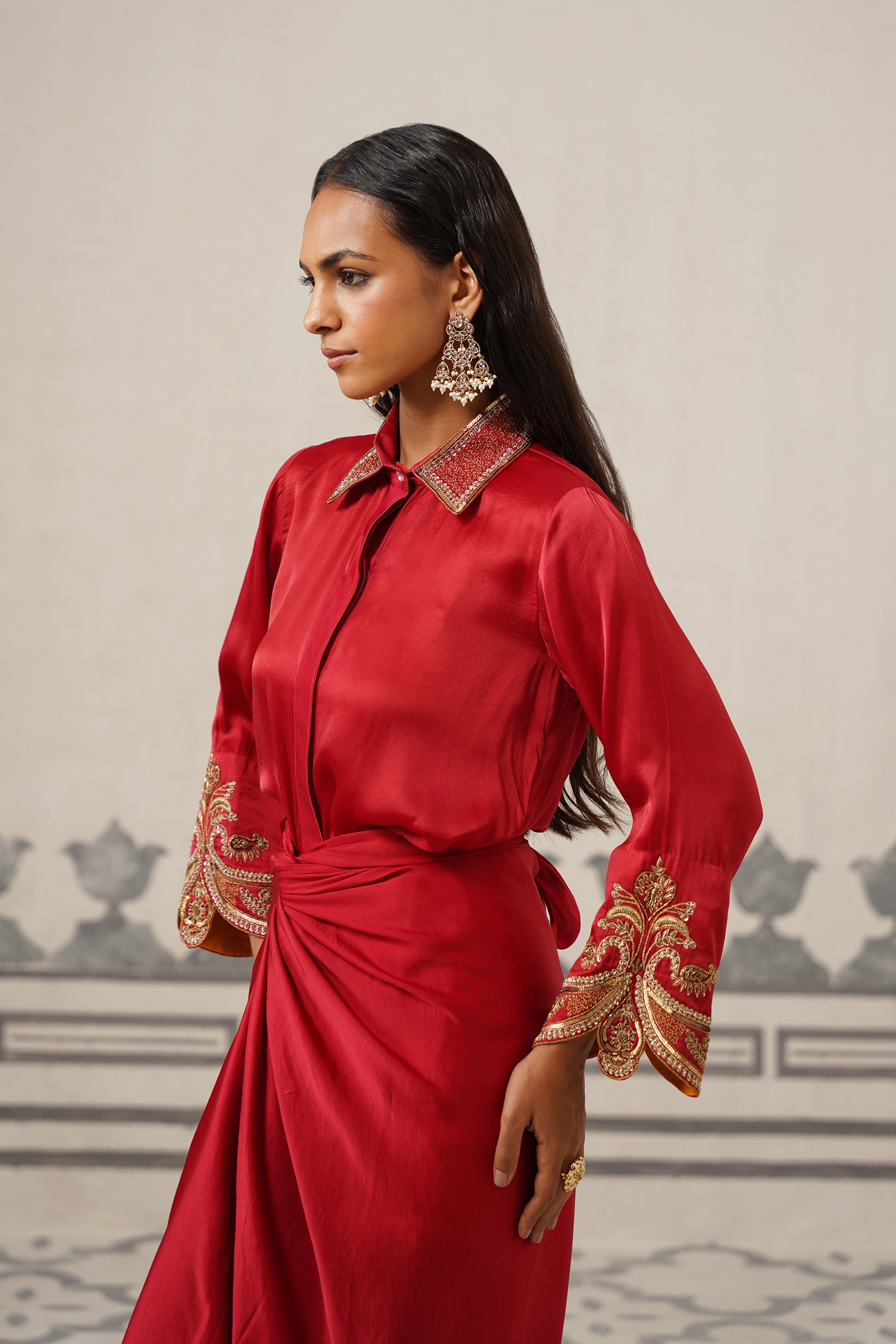Sera Chanderi Satin Embroidered Set