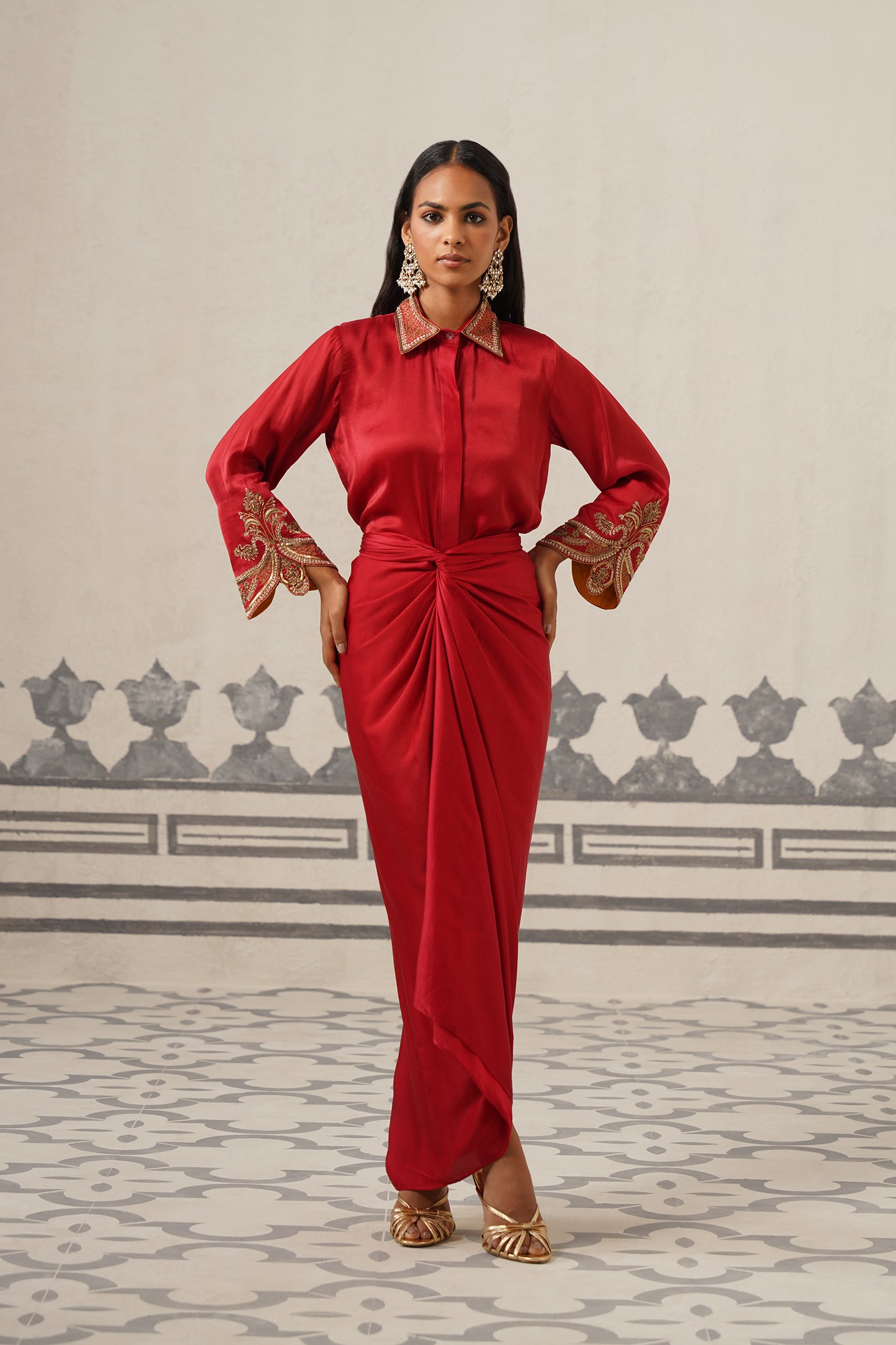 Sera Chanderi Satin Embroidered Set