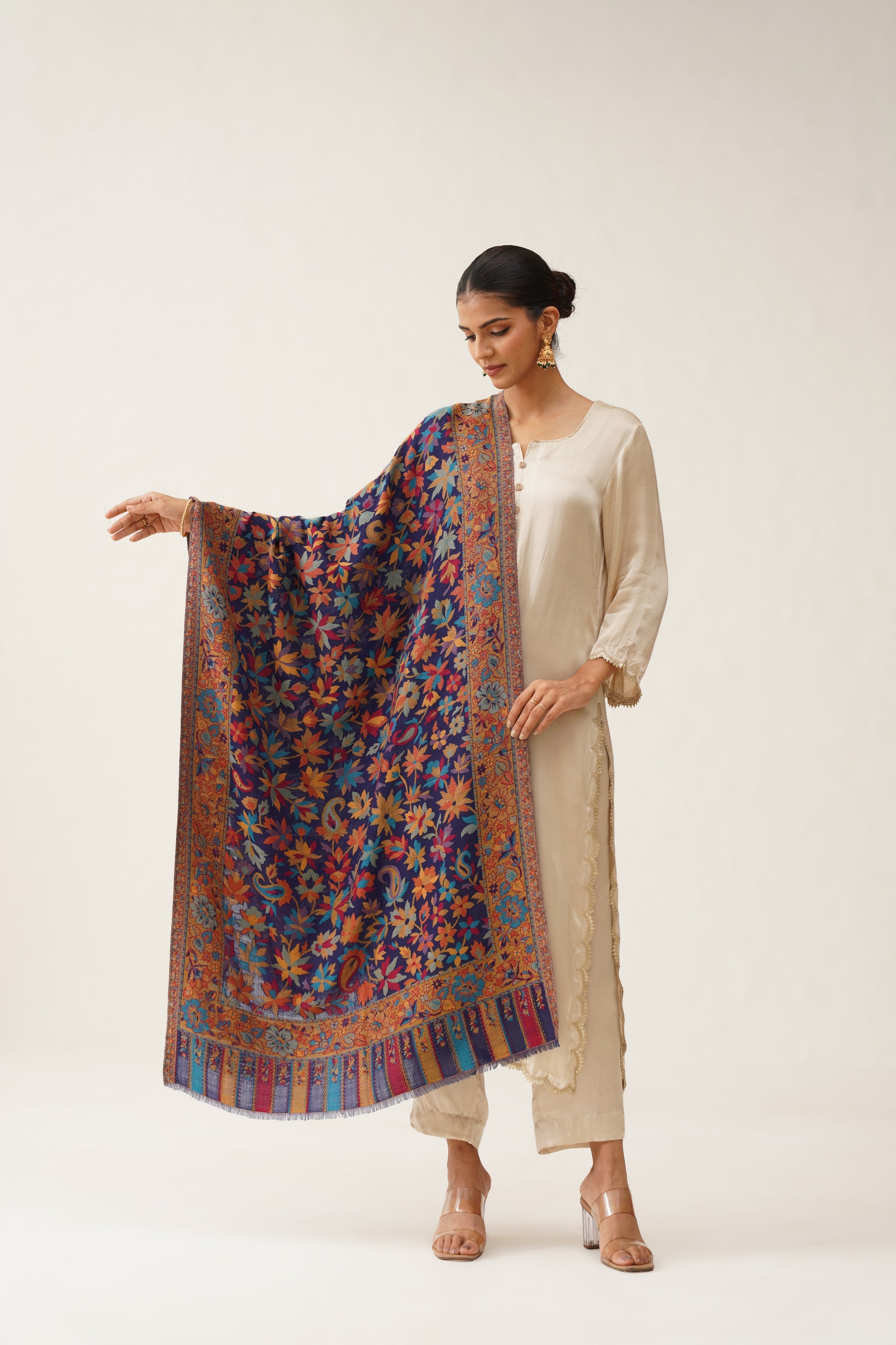 Blue Kaani Wool Shawl - Neetika Chopra