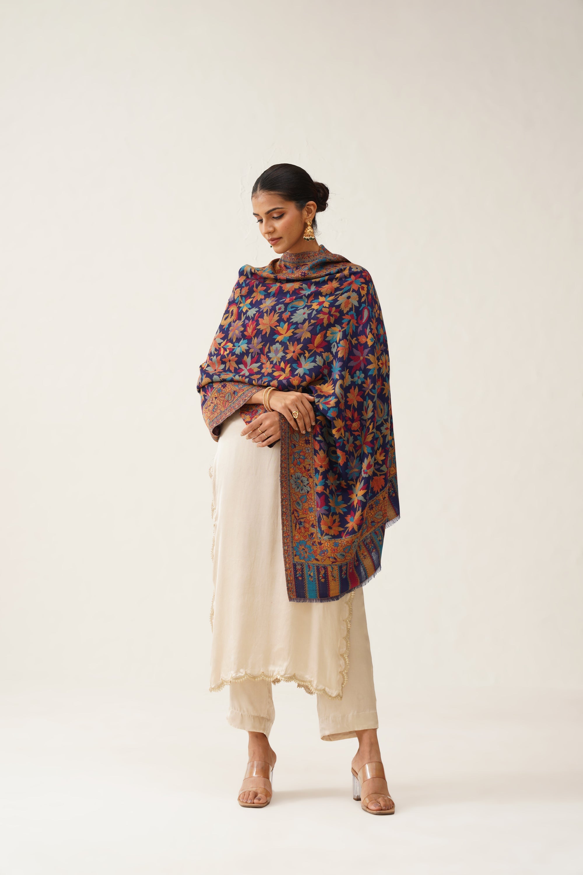 Blue Kaani Wool Shawl - Neetika Chopra