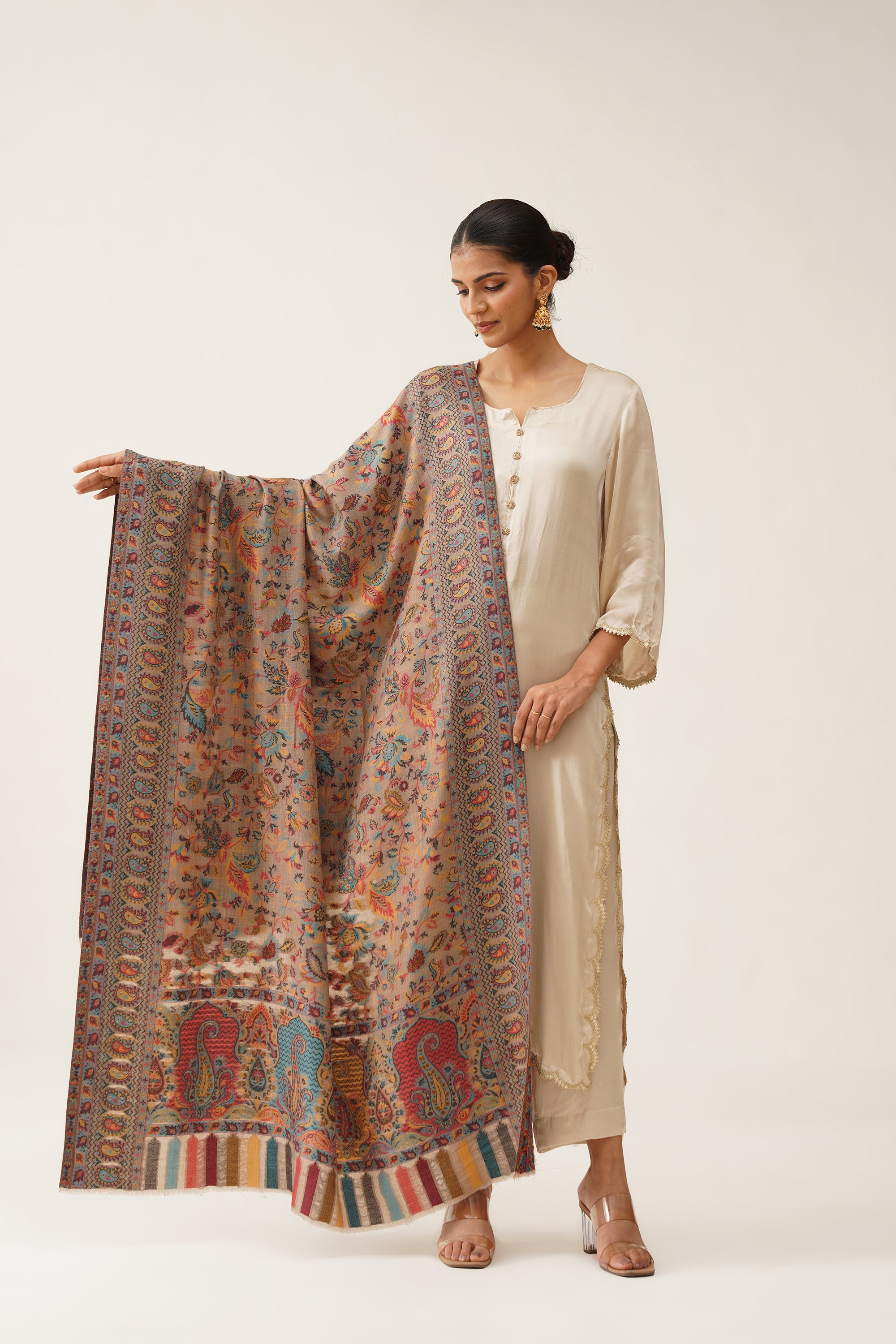 Brown Kaani Wool Shawl - Neetika Chopra