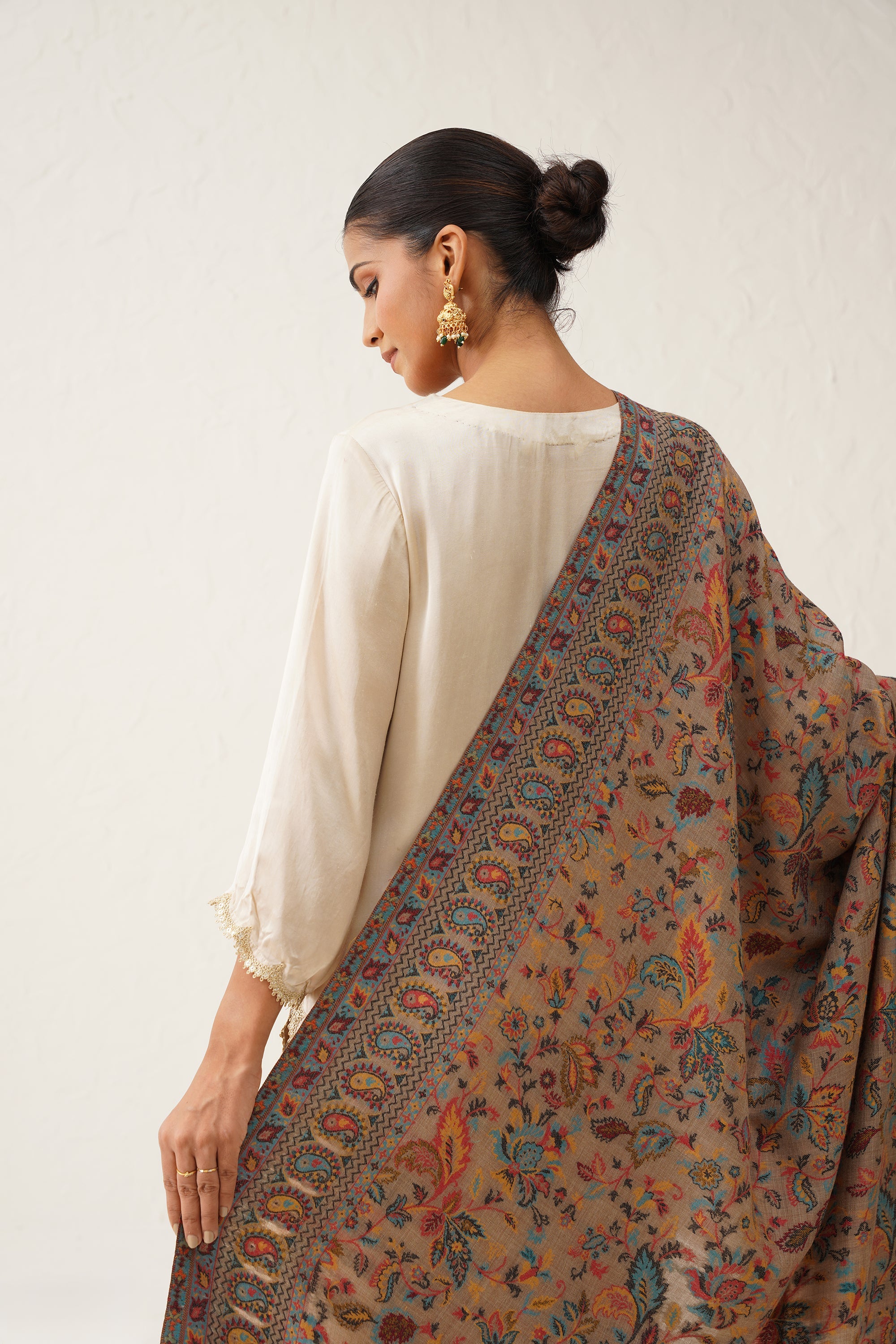 Brown Kaani Wool Shawl - Neetika Chopra