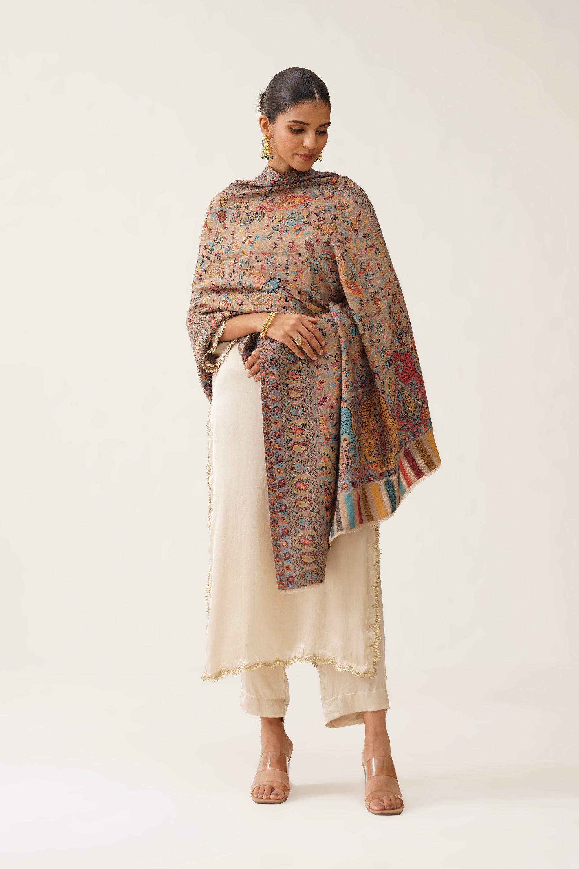 Brown Kaani Wool Shawl - Neetika Chopra