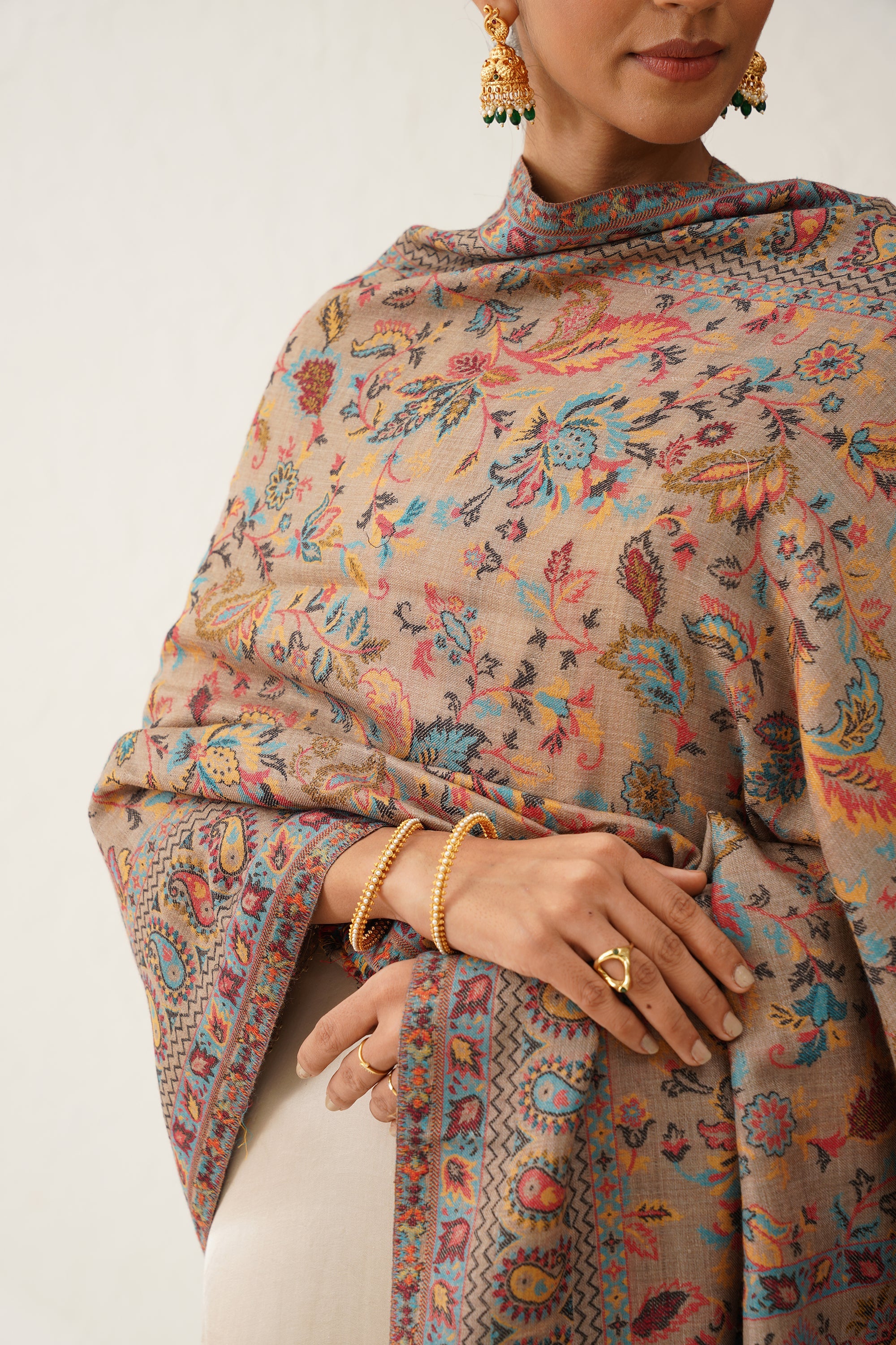 Brown Kaani Wool Shawl - Neetika Chopra