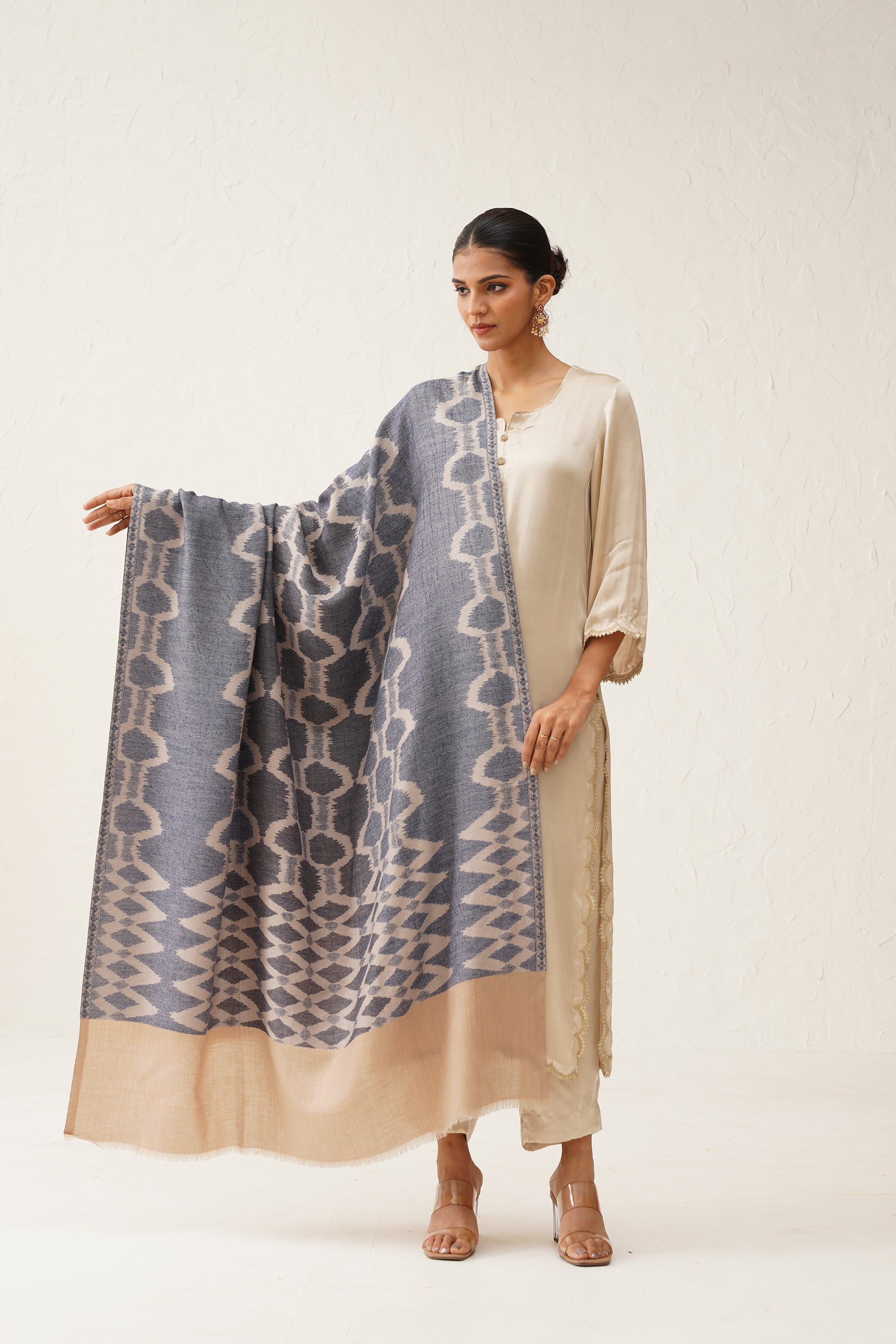 FARAH IKAT WOOLLEN SHAWL - Neetika Chopra