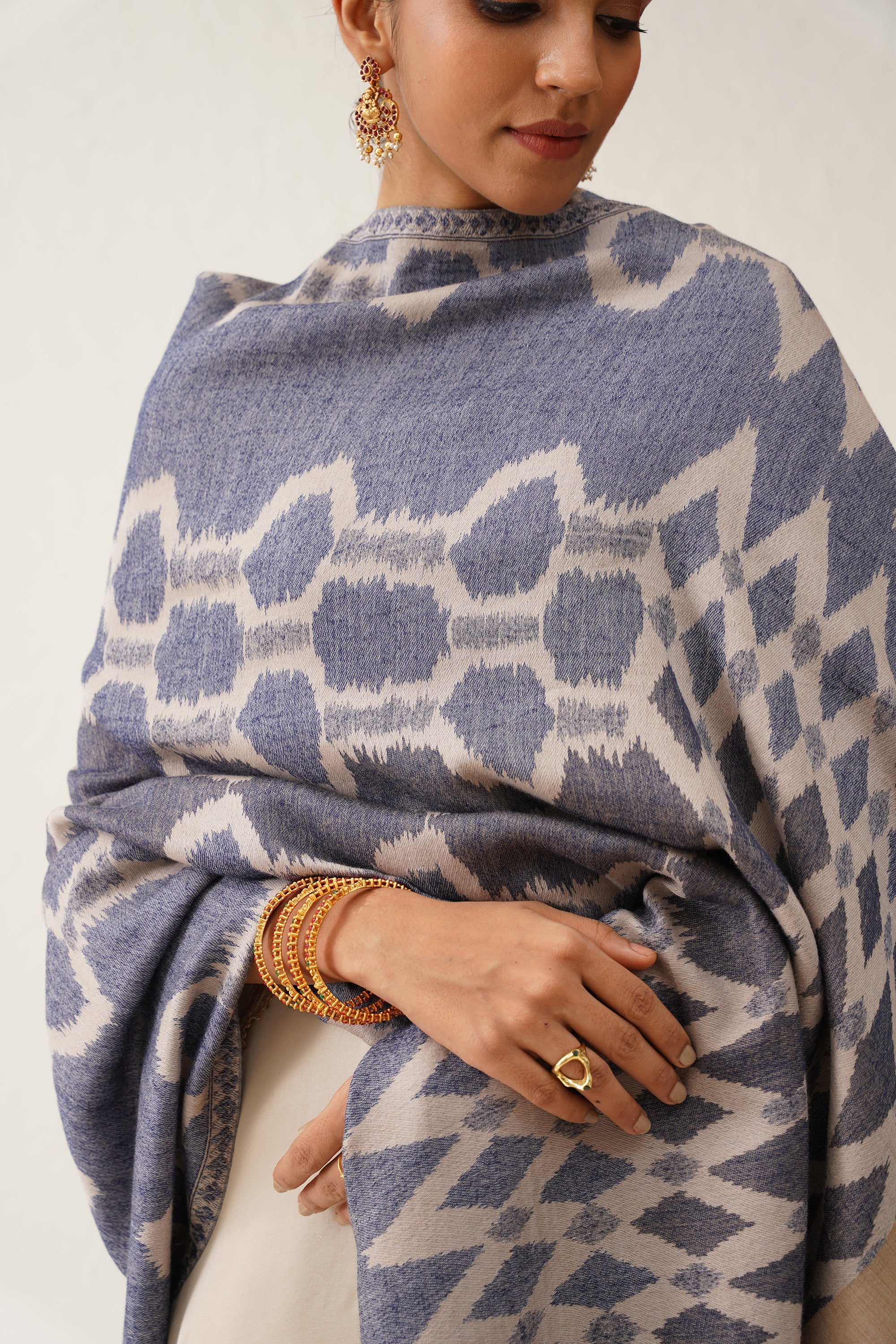FARAH IKAT WOOLLEN SHAWL - Neetika Chopra