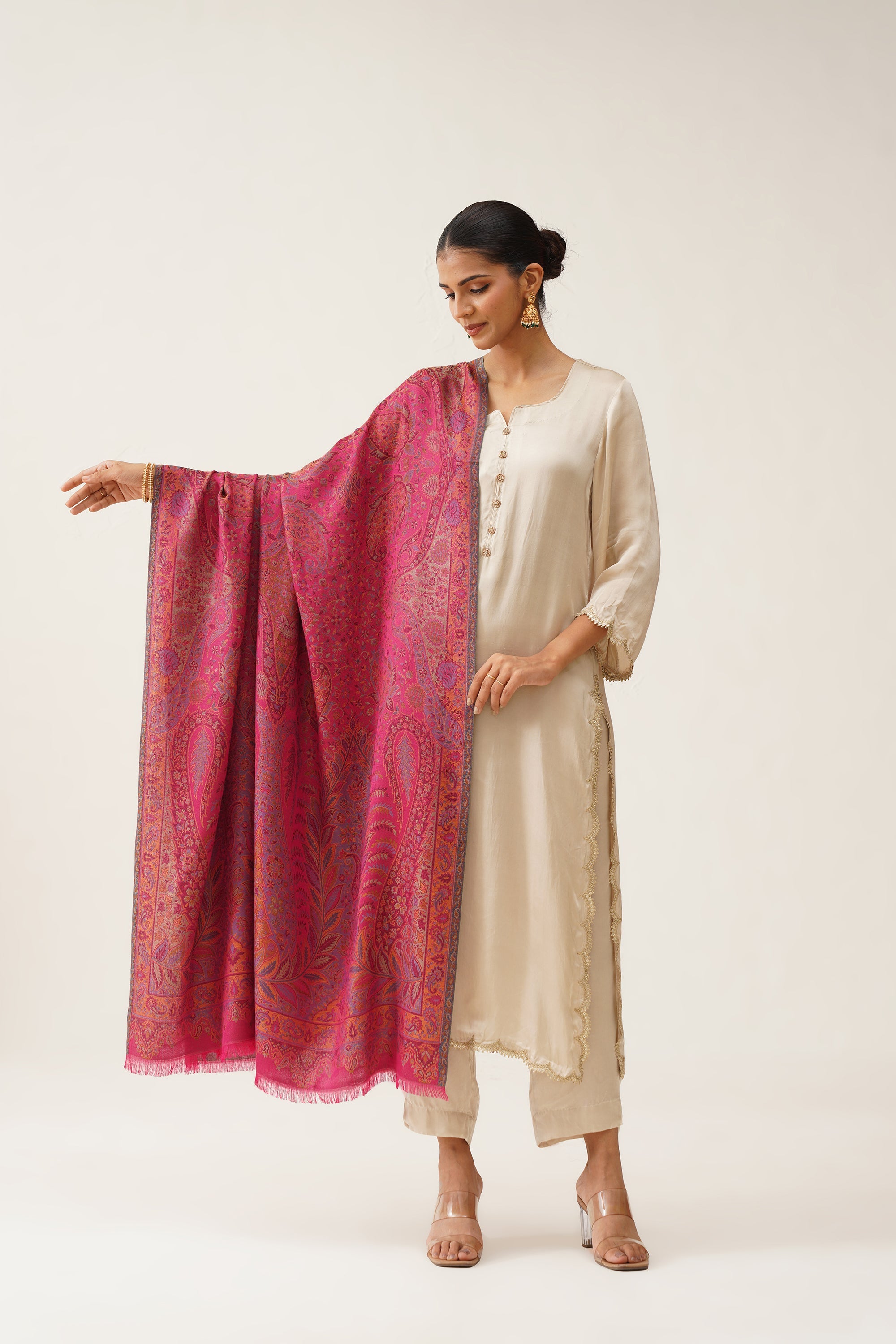 Fuscia Pink Kaani Shawl - Neetika Chopra