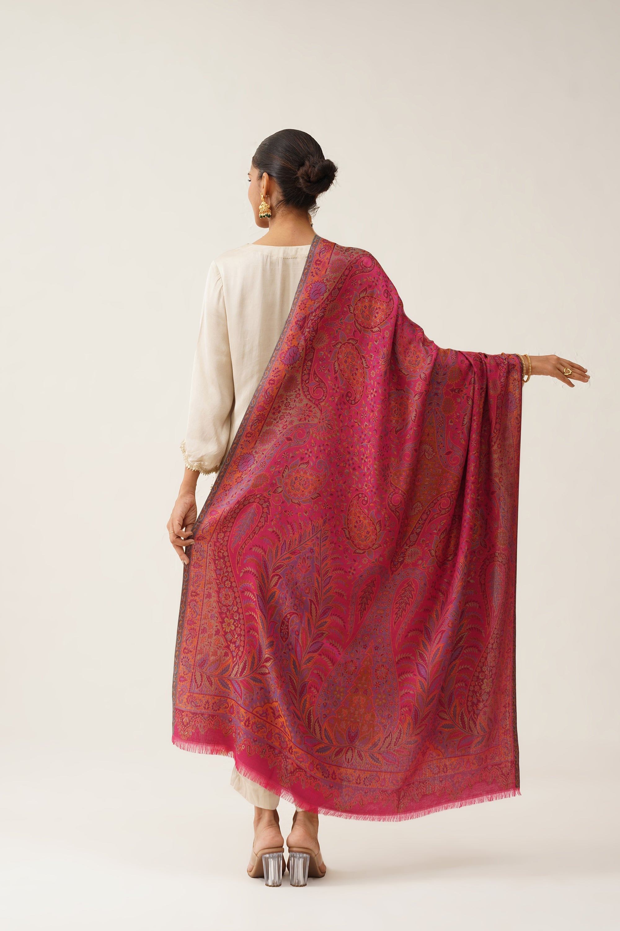 Fuscia Pink Kaani Shawl - Neetika Chopra