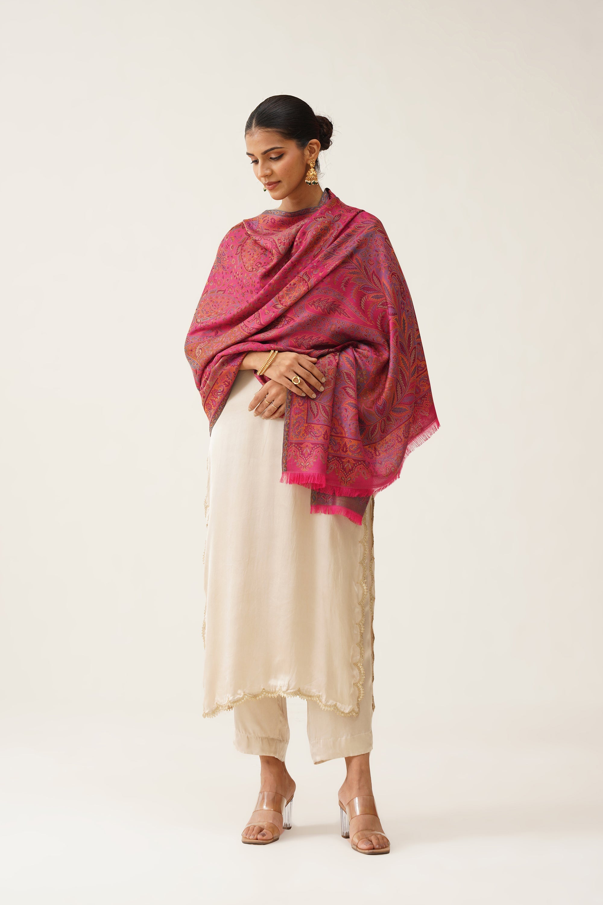 Fuscia Pink Kaani Shawl - Neetika Chopra