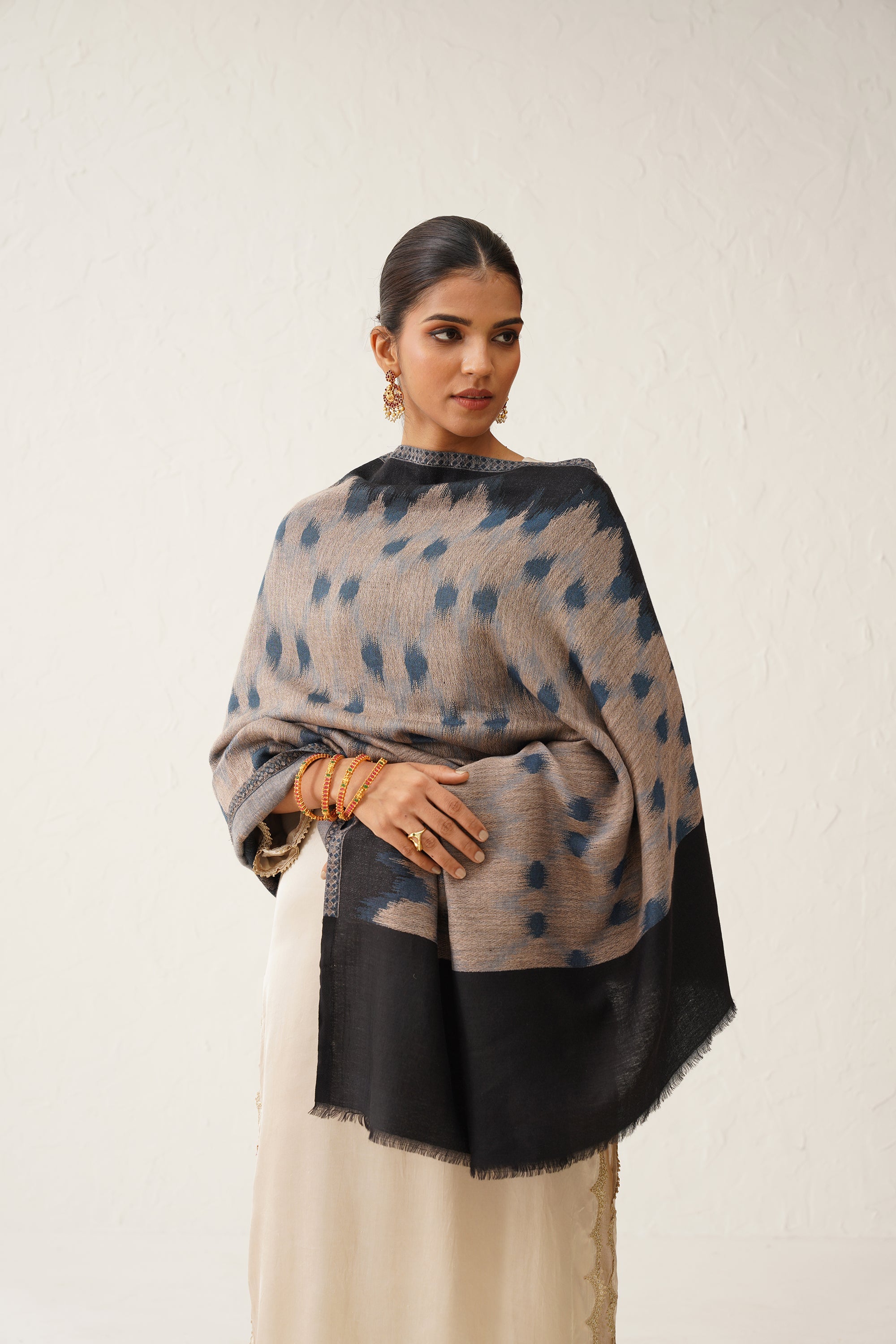 Lalina Ikat Woollen Shawk - Neetika Chopra