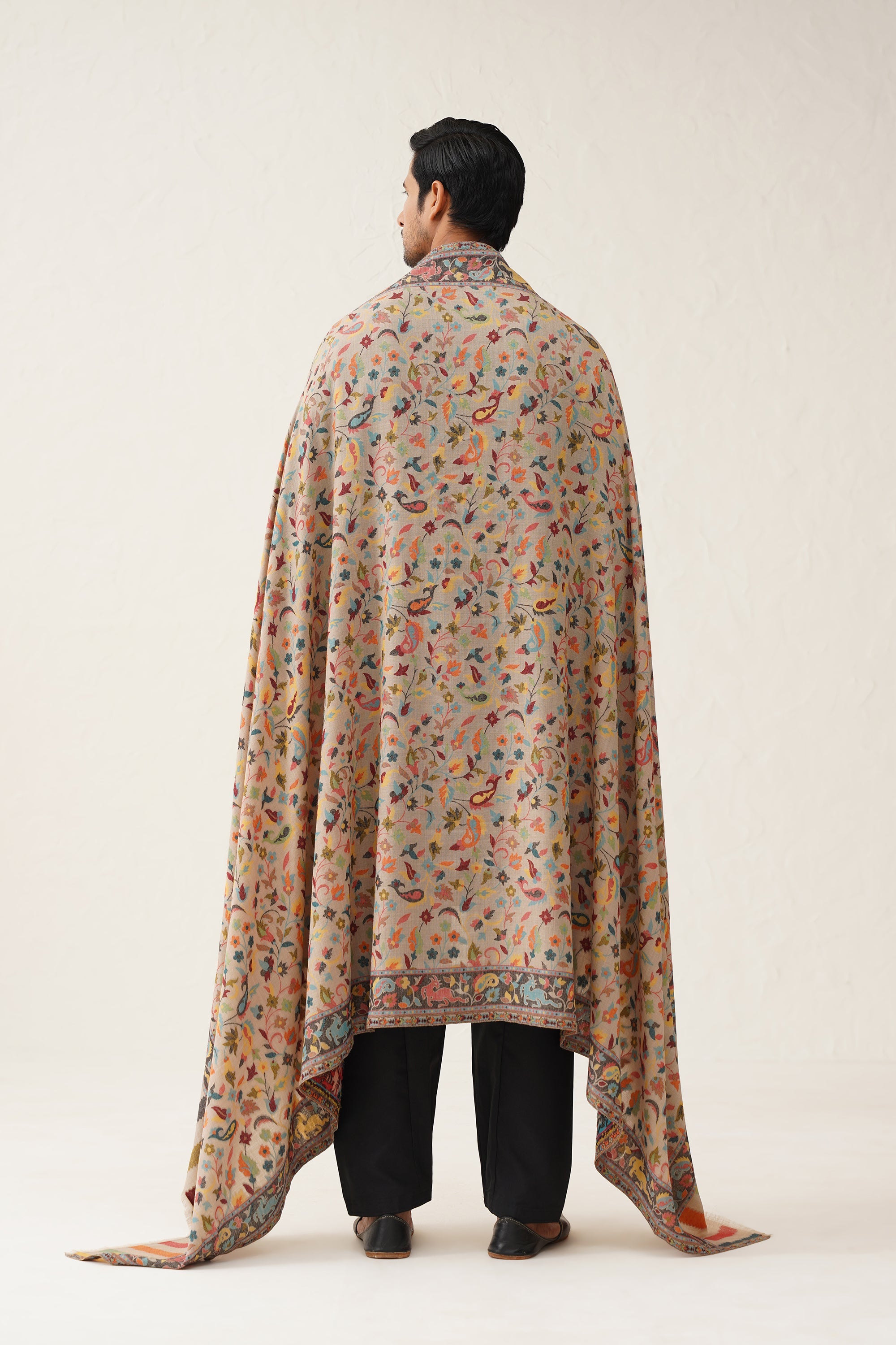 Men's Beige Kaani Wool Dusala - Neetika Chopra