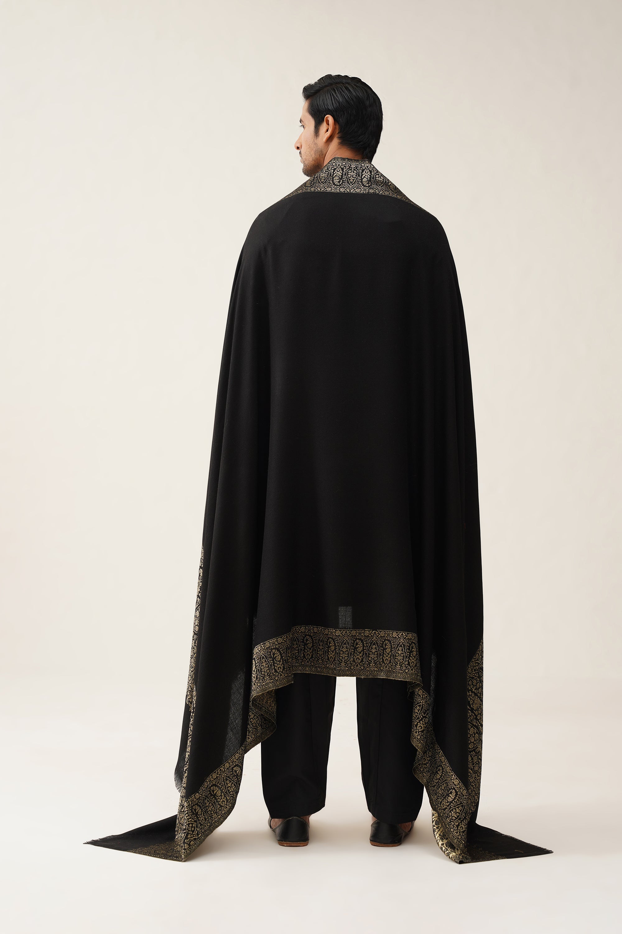 Mens Black Wool Dusala With Lurex - Neetika Chopra