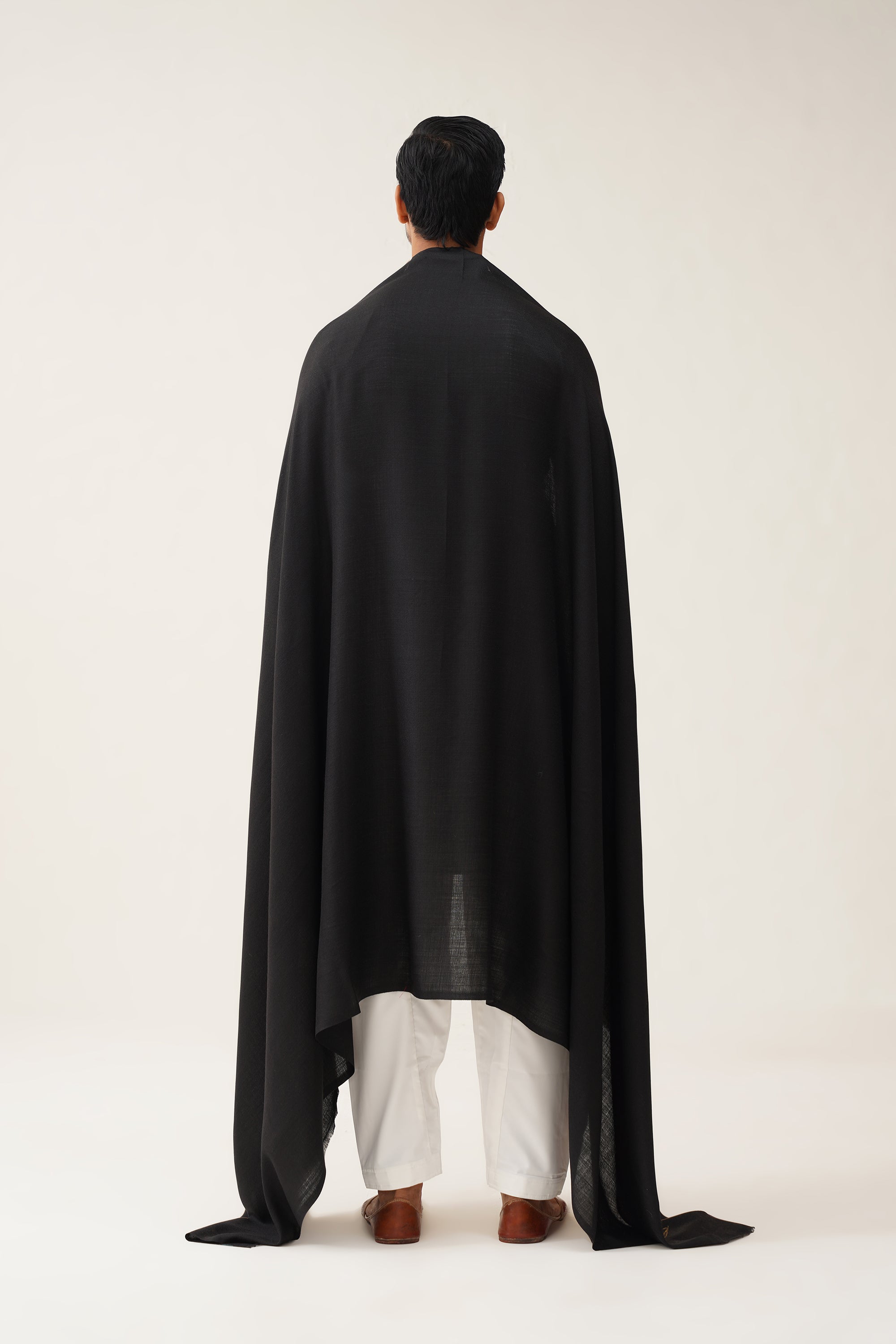 Mens Plain Black Woollen Shawl - Neetika Chopra