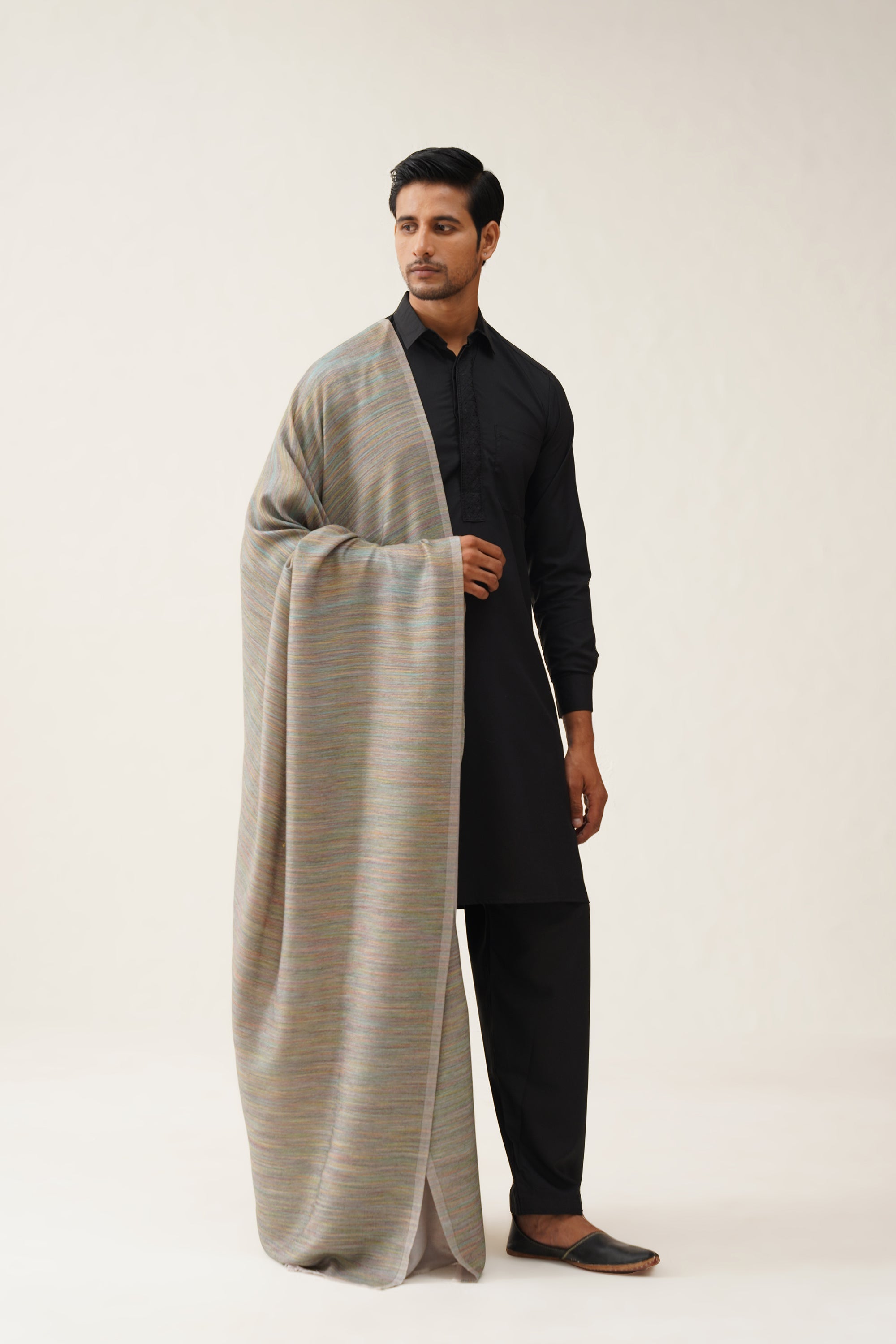 Mens Toosh Grey Ikat Space Dyed Dusala - Neetika Chopra