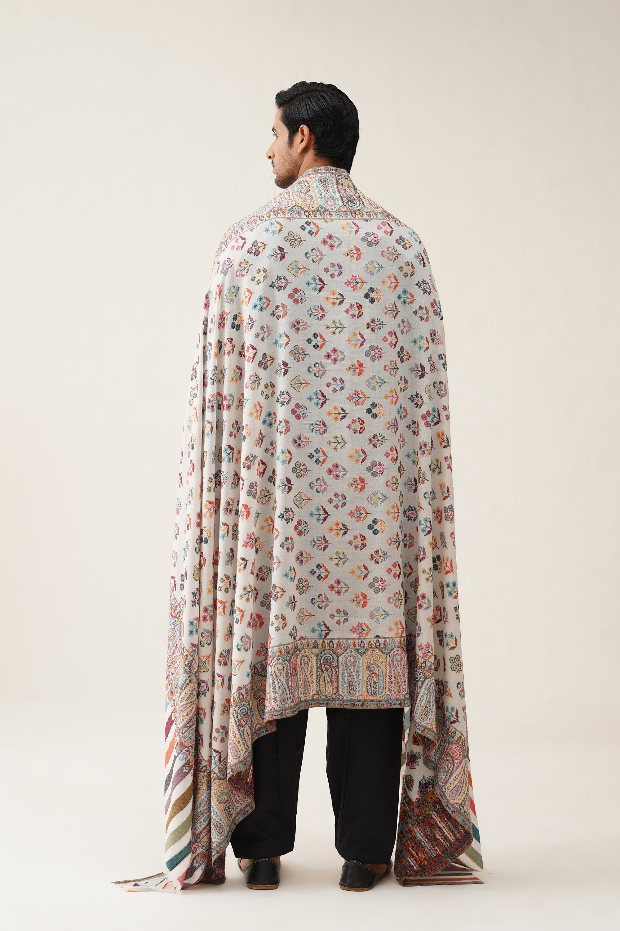 Mens White Kaani Woollen Dusala - Neetika Chopra