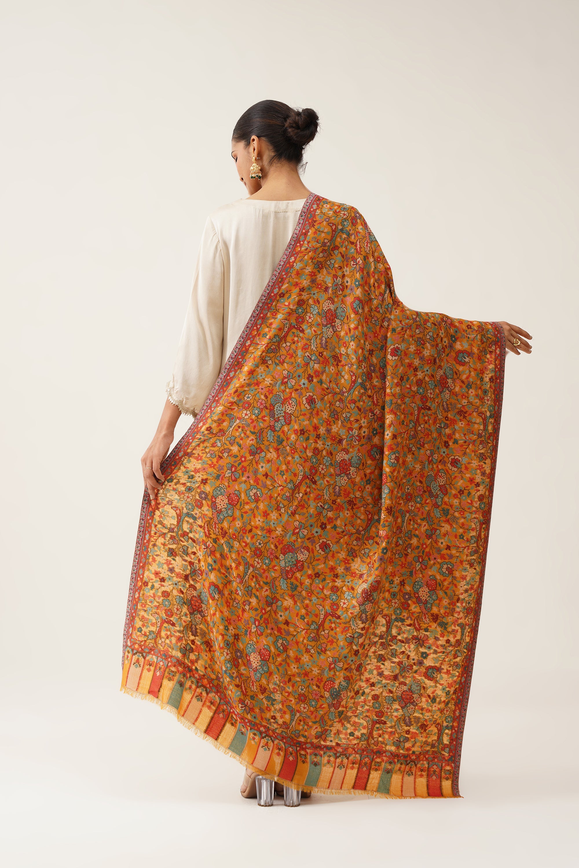 Mustard Kaani Wool Shawl - Neetika Chopra