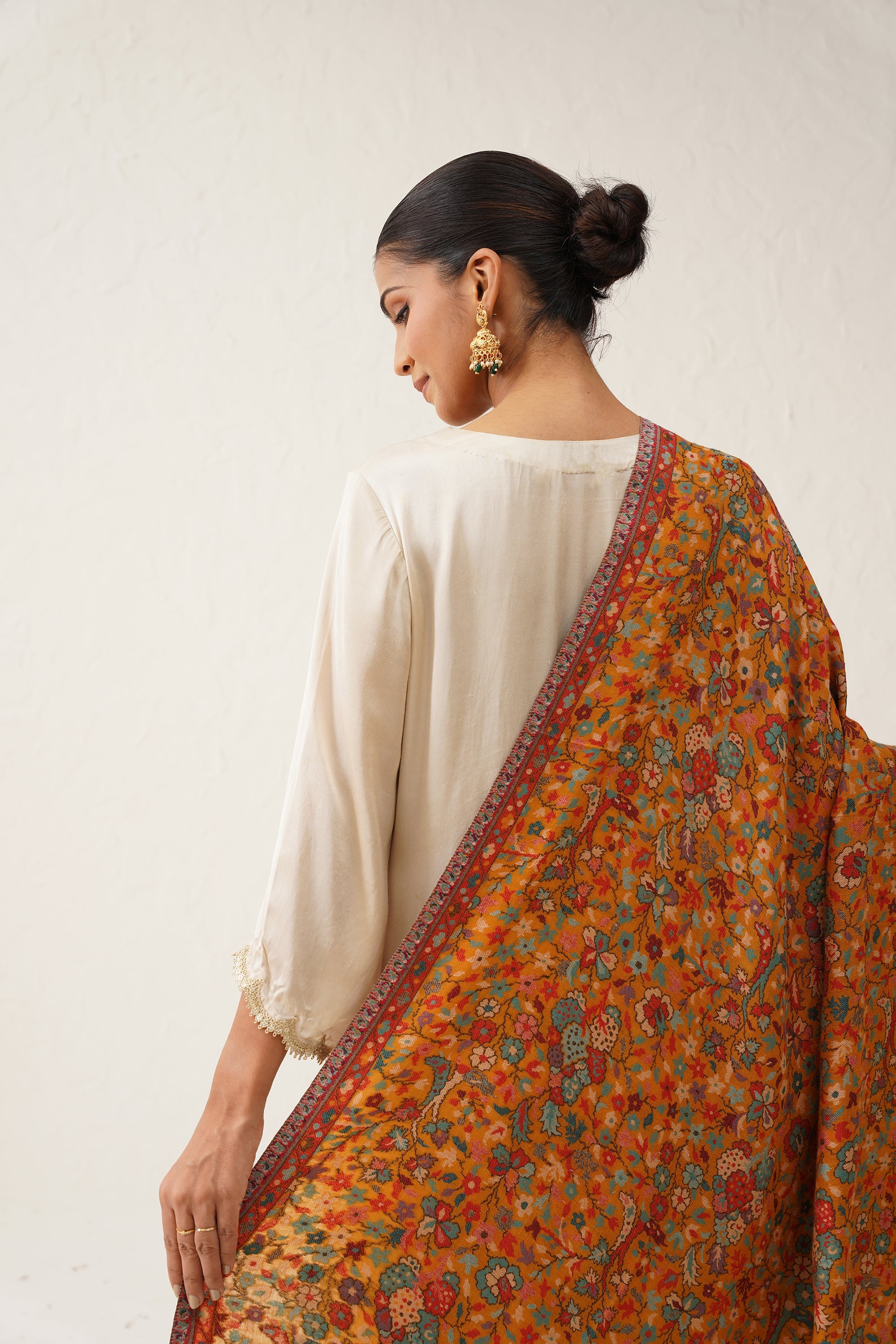 Mustard Kaani Wool Shawl - Neetika Chopra