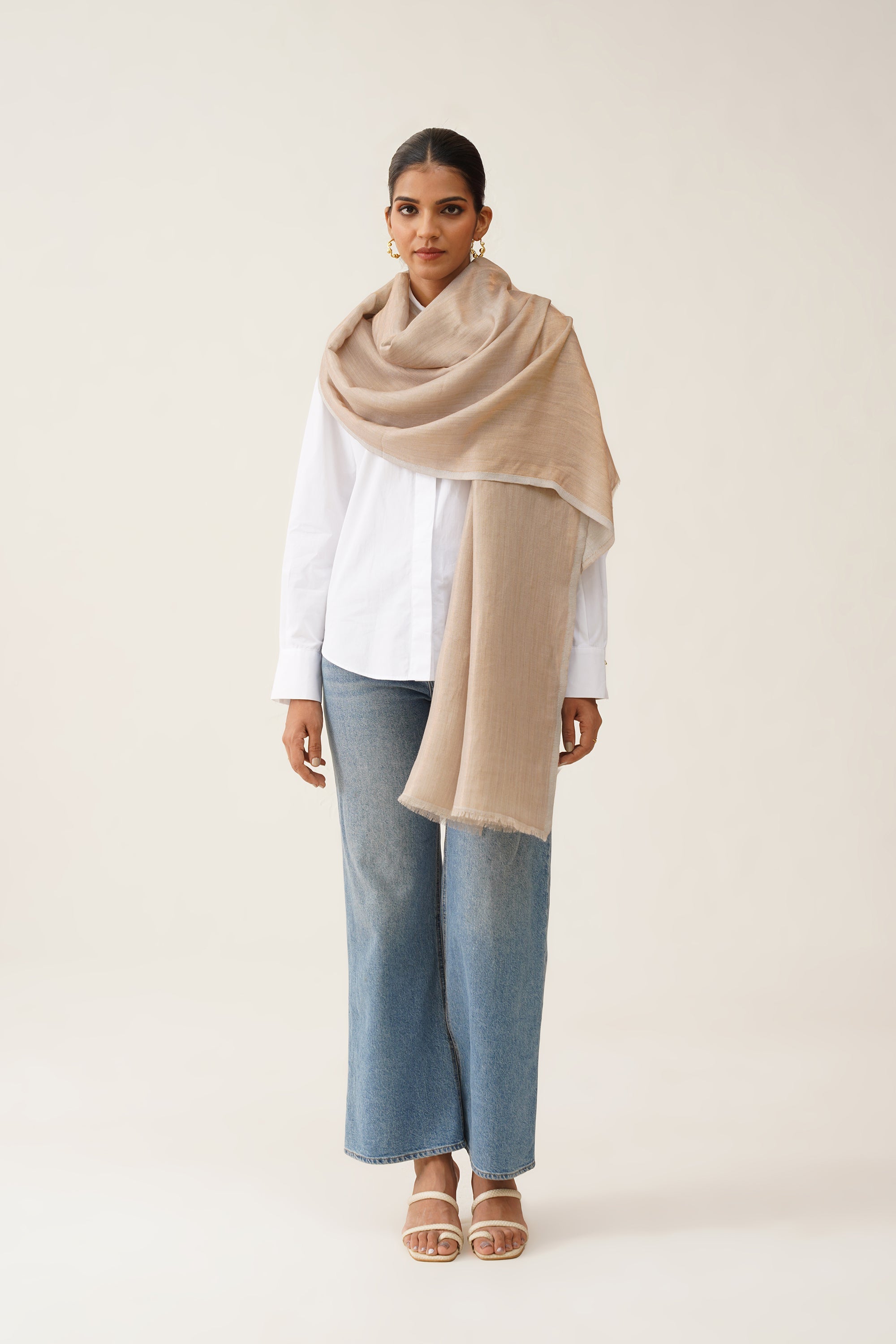 Beige Moonlight Stole - Neetika Chopra