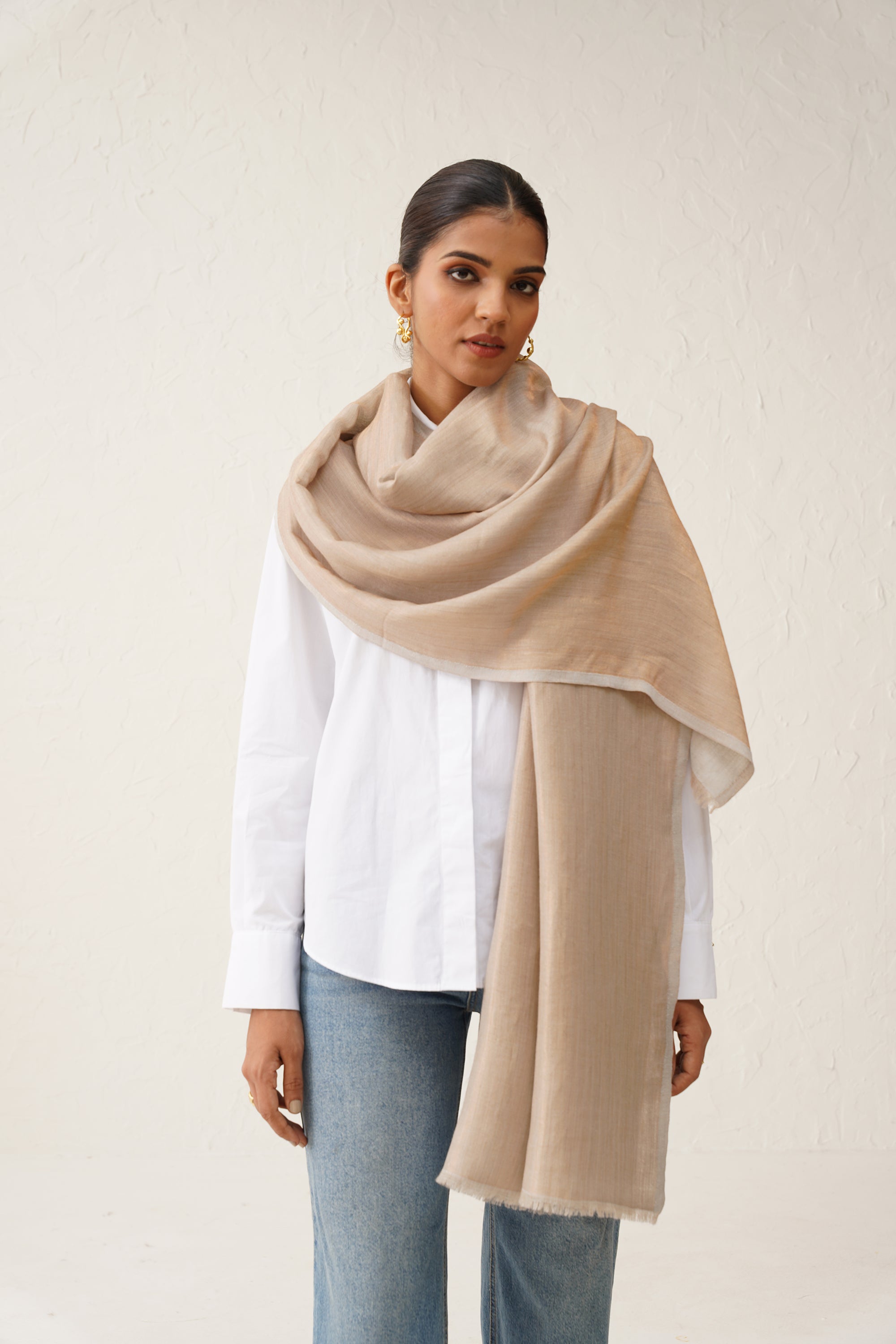 Beige Moonlight Stole - Neetika Chopra