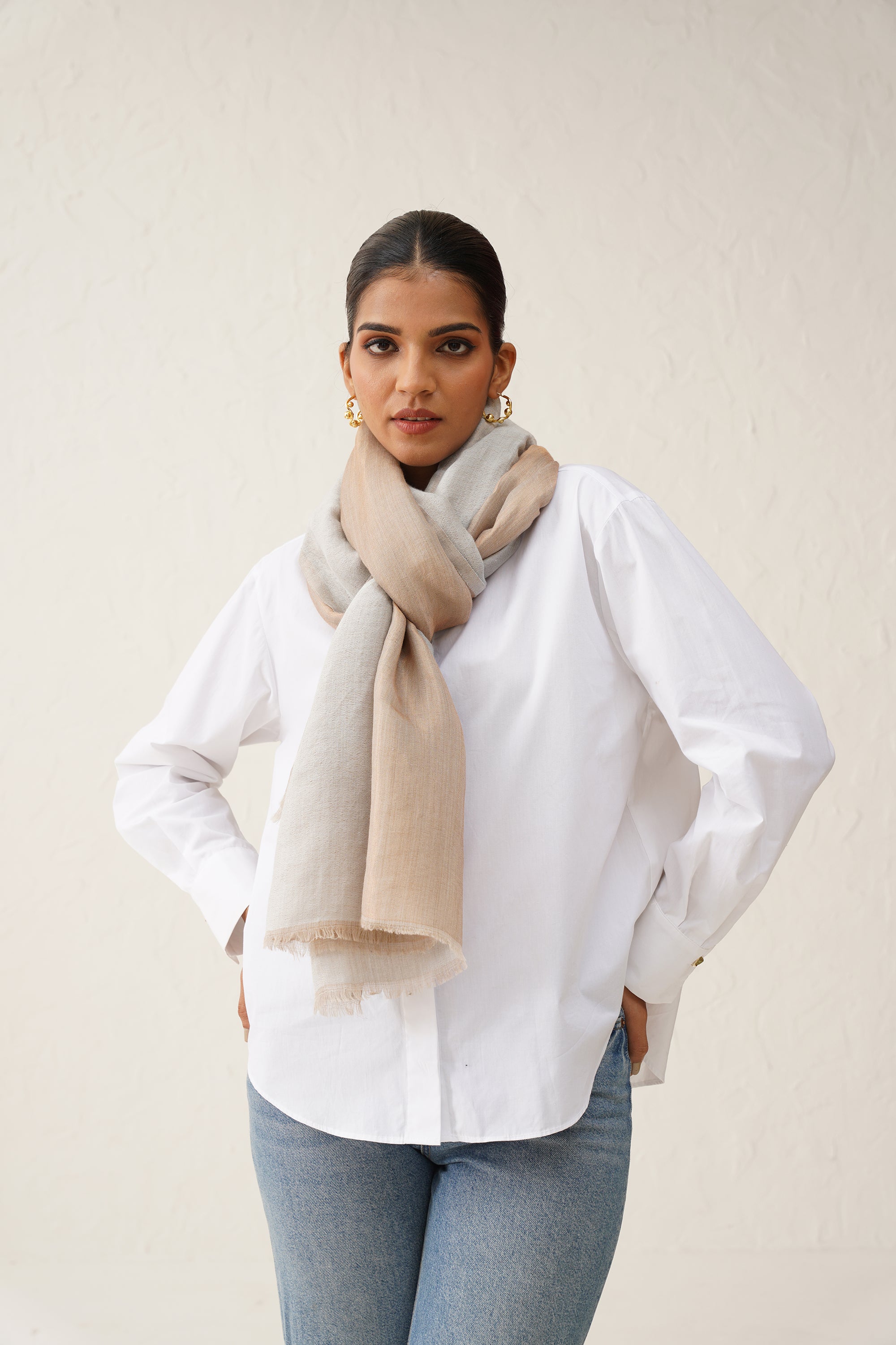 Beige Moonlight Stole - Neetika Chopra