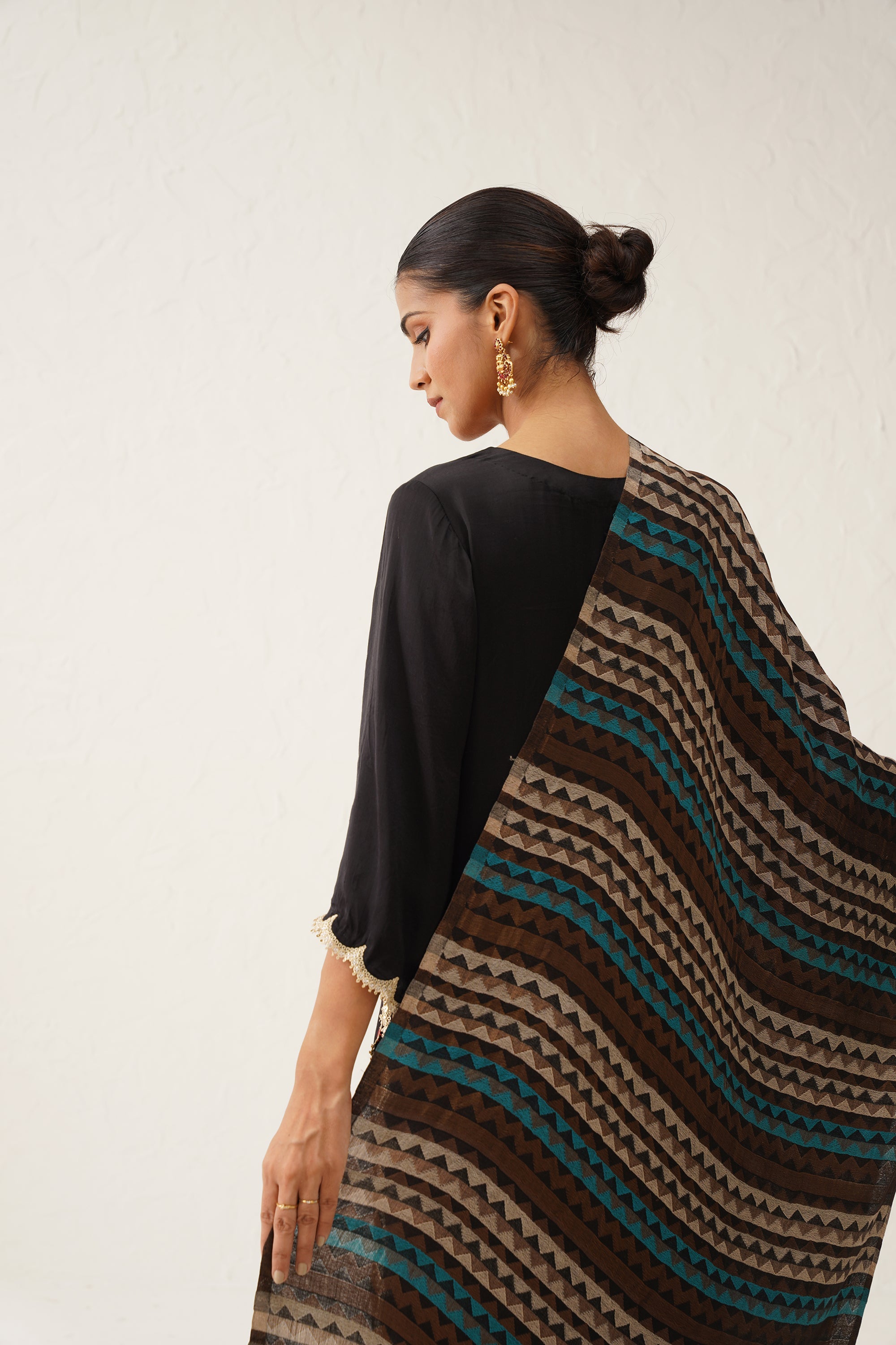 Negar Zig Zag Woollen Lurex Stole - Neetika Chopra