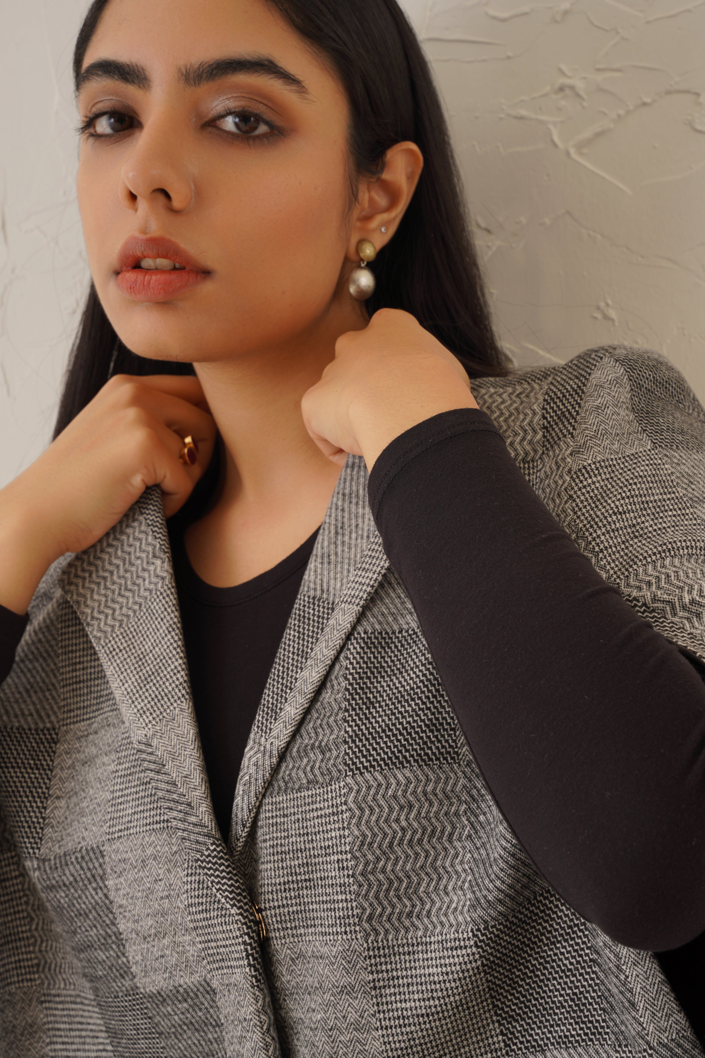Vintage Check Grey Cape - Neetika Chopra