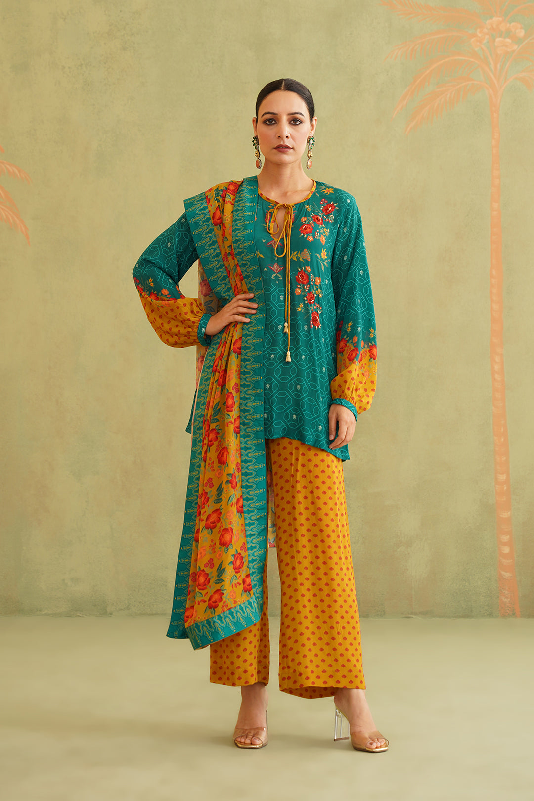 Sejal Hand Embroidered Crepe Matching Set with Dupatta - Neetika Chopra