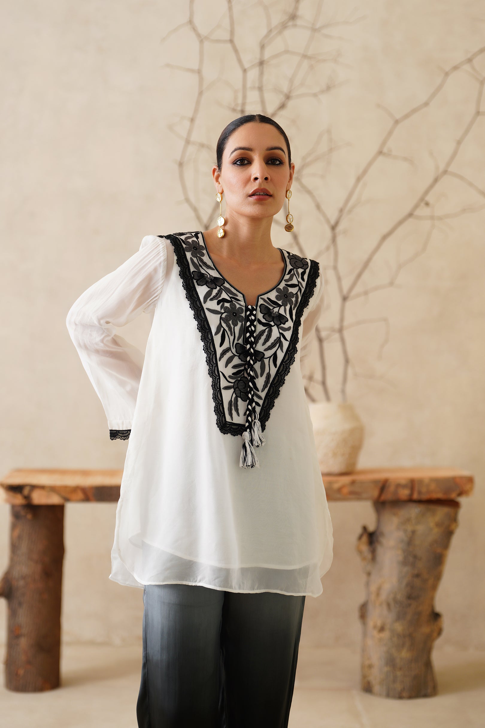Afsana Organza Satin Embroidered Matching Set - Neetika Chopra