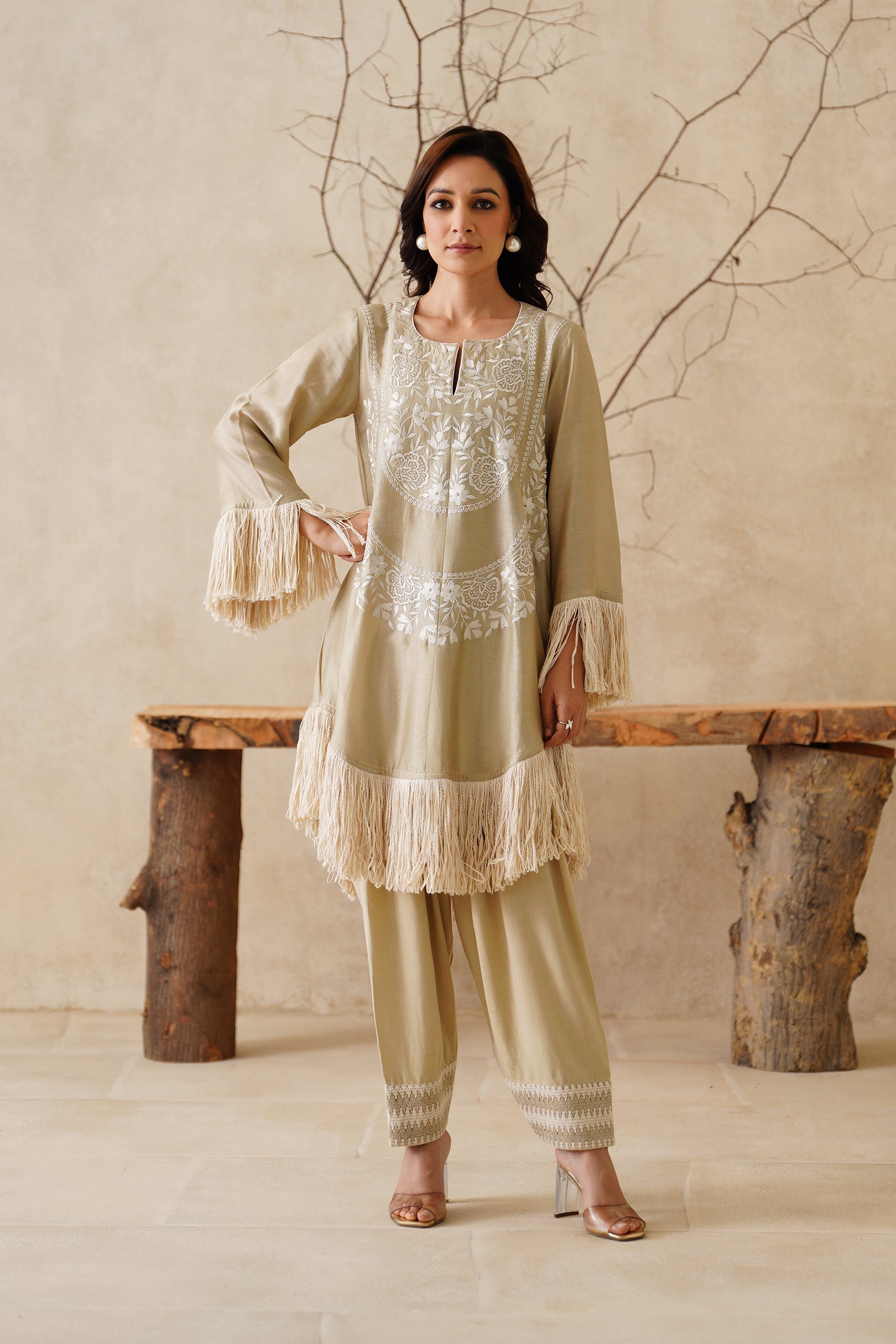 Anaya Pure Chanderi Embroidered Matching Set - Neetika Chopra