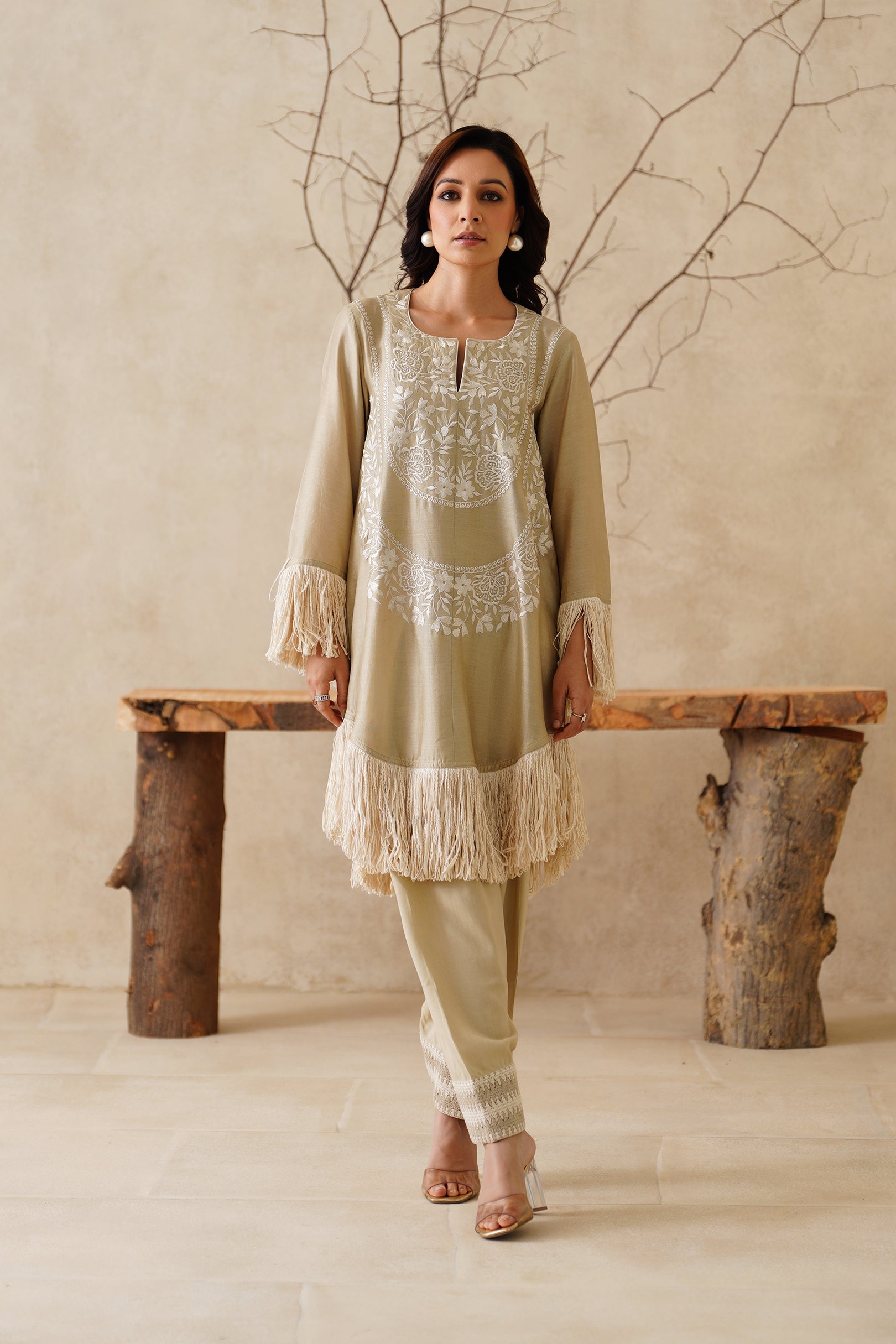 Anaya Pure Chanderi Embroidered Matching Set - Neetika Chopra