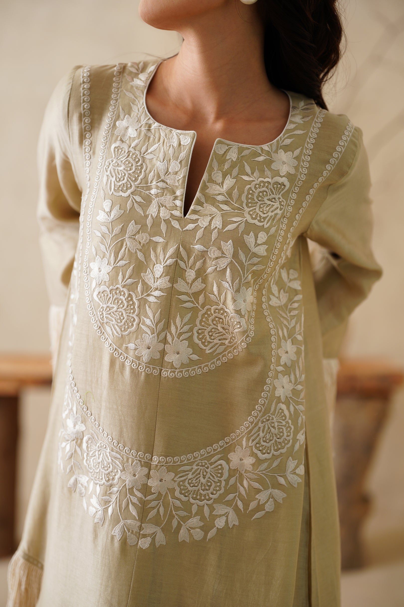 Anaya Pure Chanderi Embroidered Matching Set - Neetika Chopra