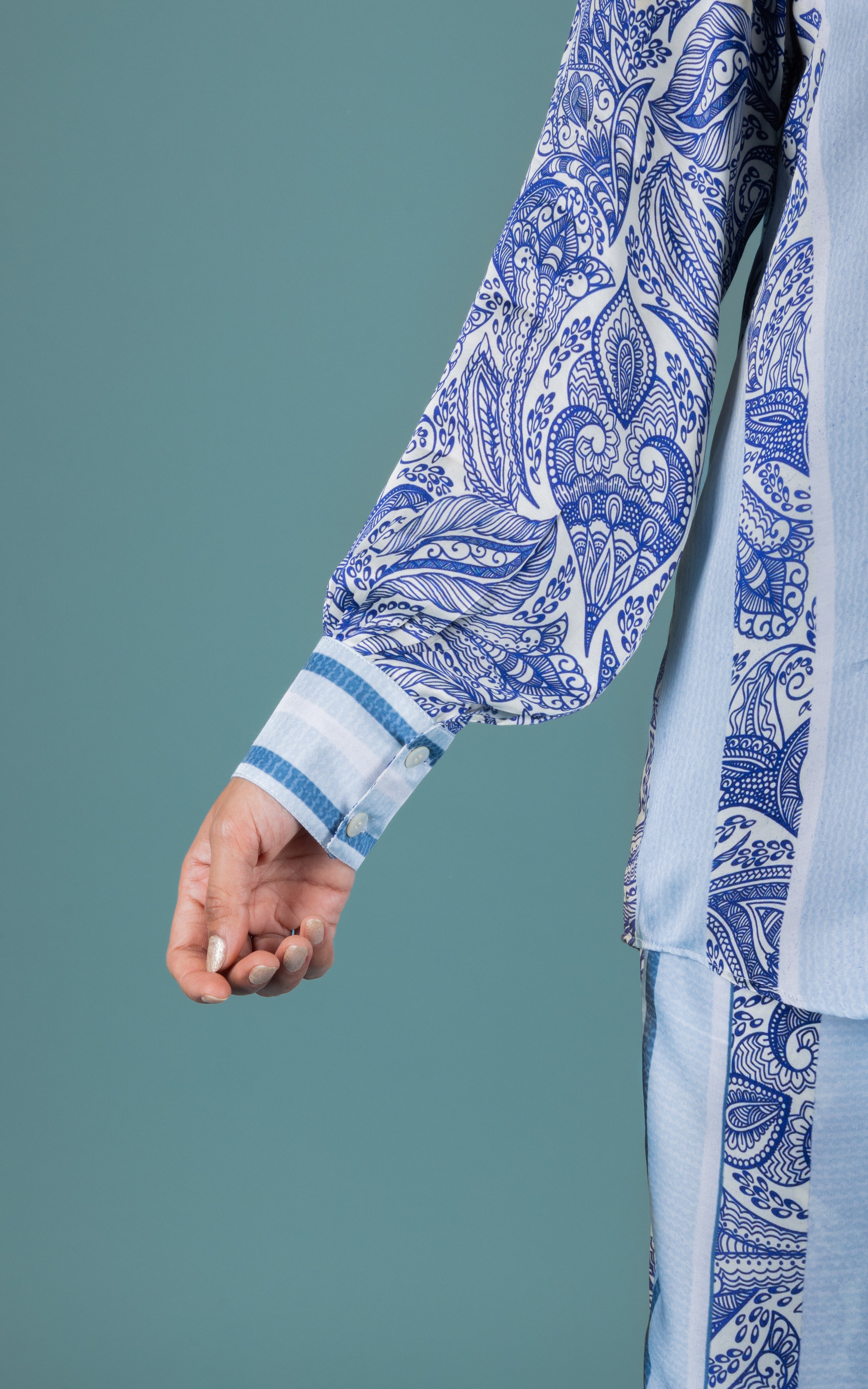 Blue Kyra Satin Co-ord Set - Neetika Chopra